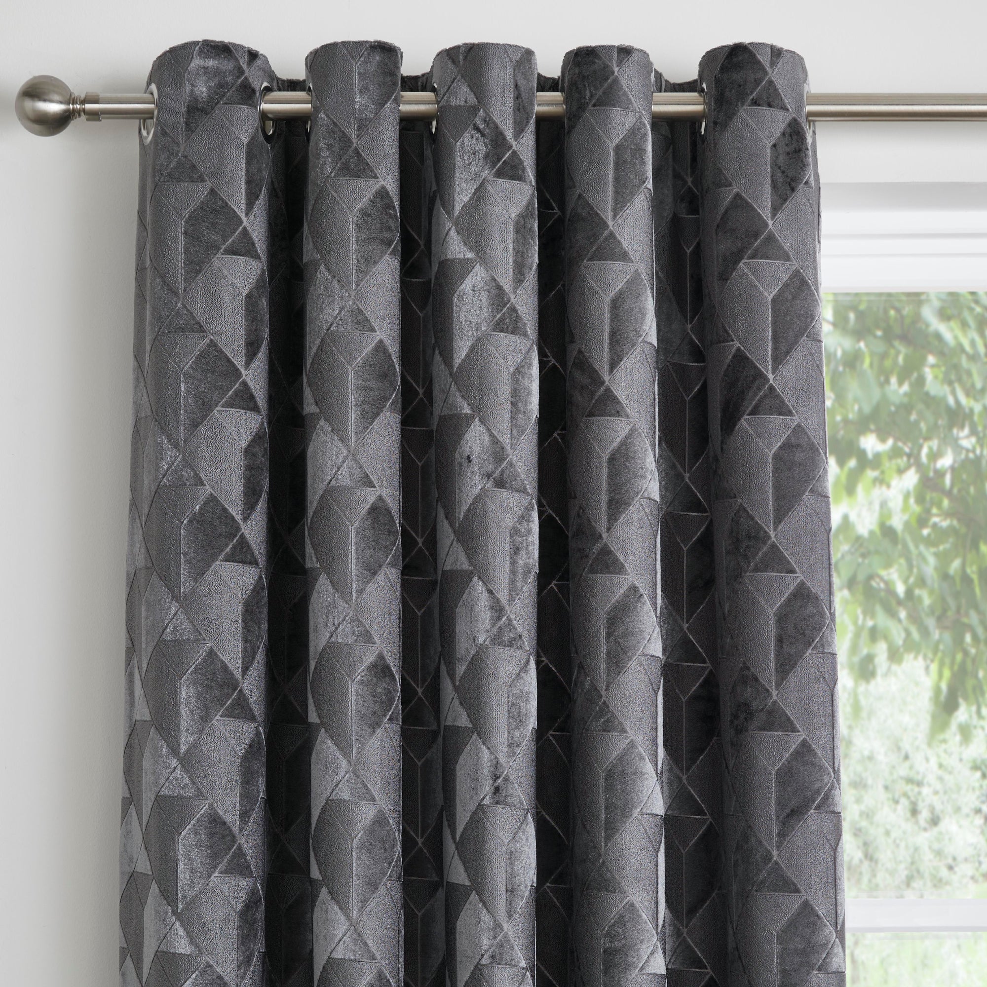 Pair of Eyelet Curtains Quentin by Appletree Boutique in Slate