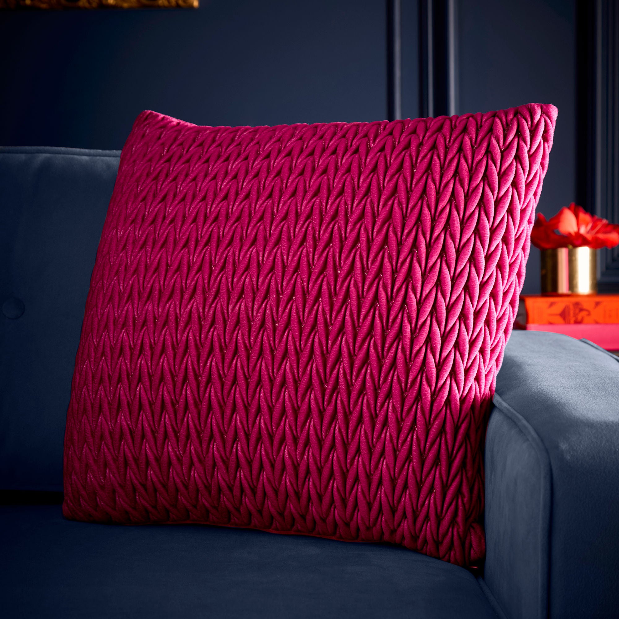 Cushion Amory by Laurence Llewelyn-Bowen in Fuchsia