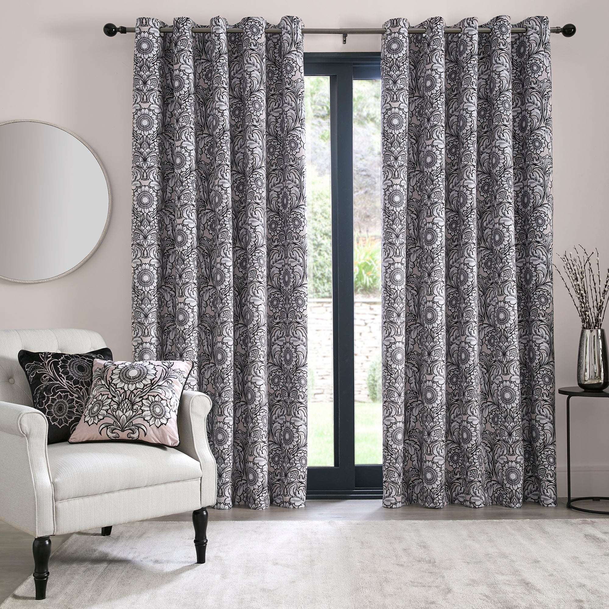 Pair of Eyelet Curtains Romilly by Laurence Llewelyn-Bowen in Natural