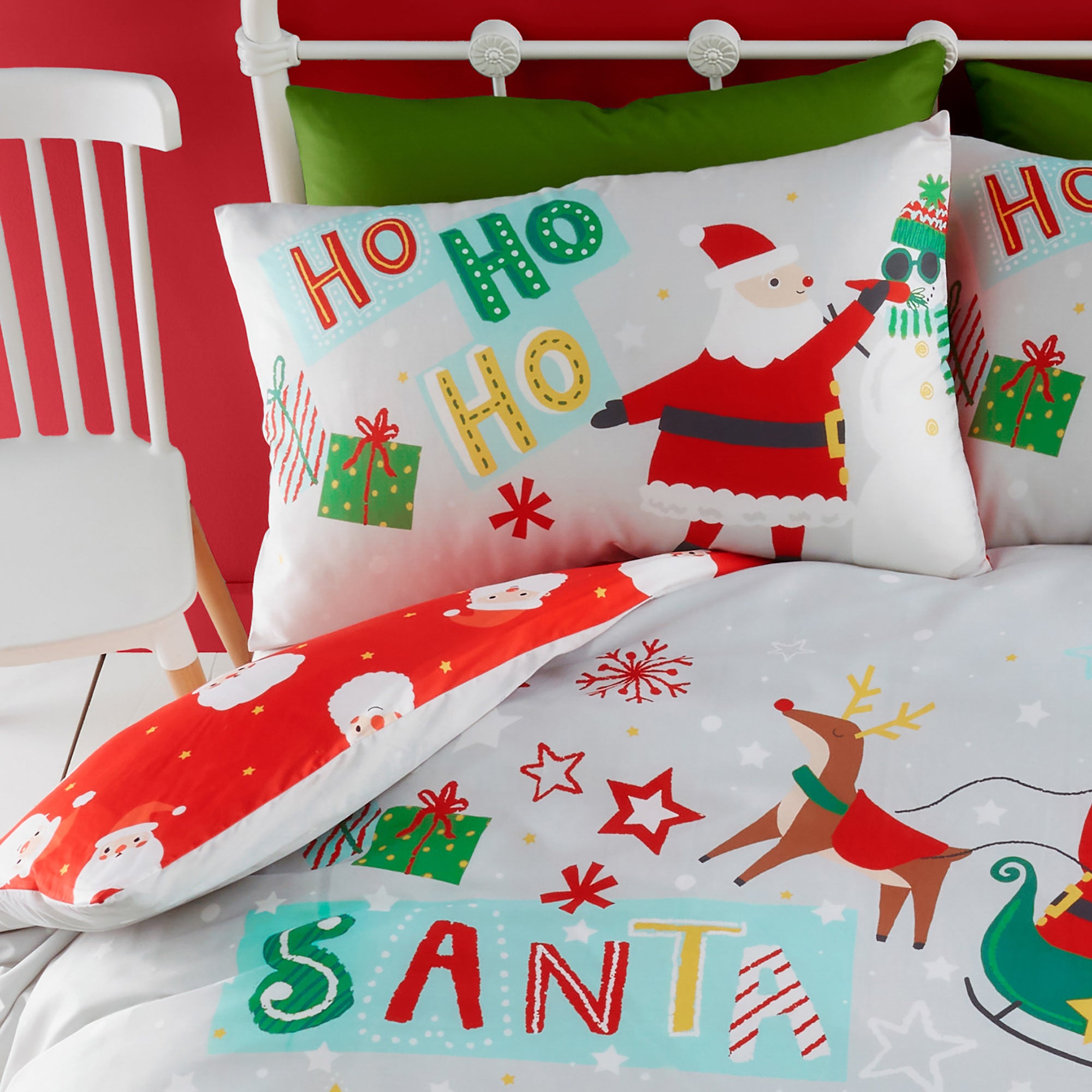 Duvet Cover Set Santa Please Stop Here by Bedlam in Grey