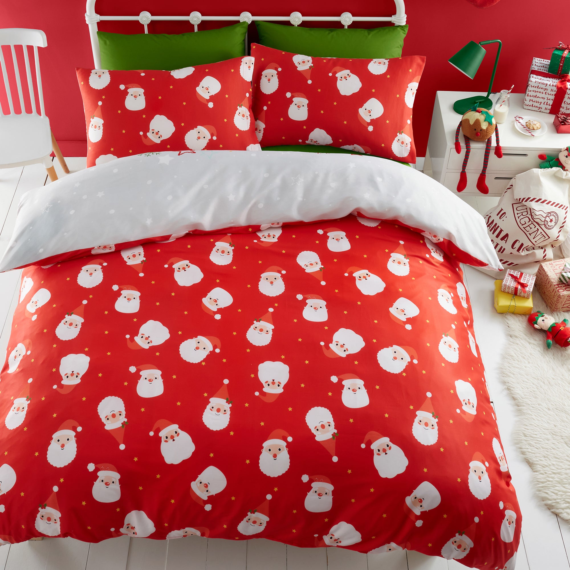 Duvet Cover Set Santa Please Stop Here by Bedlam in Grey