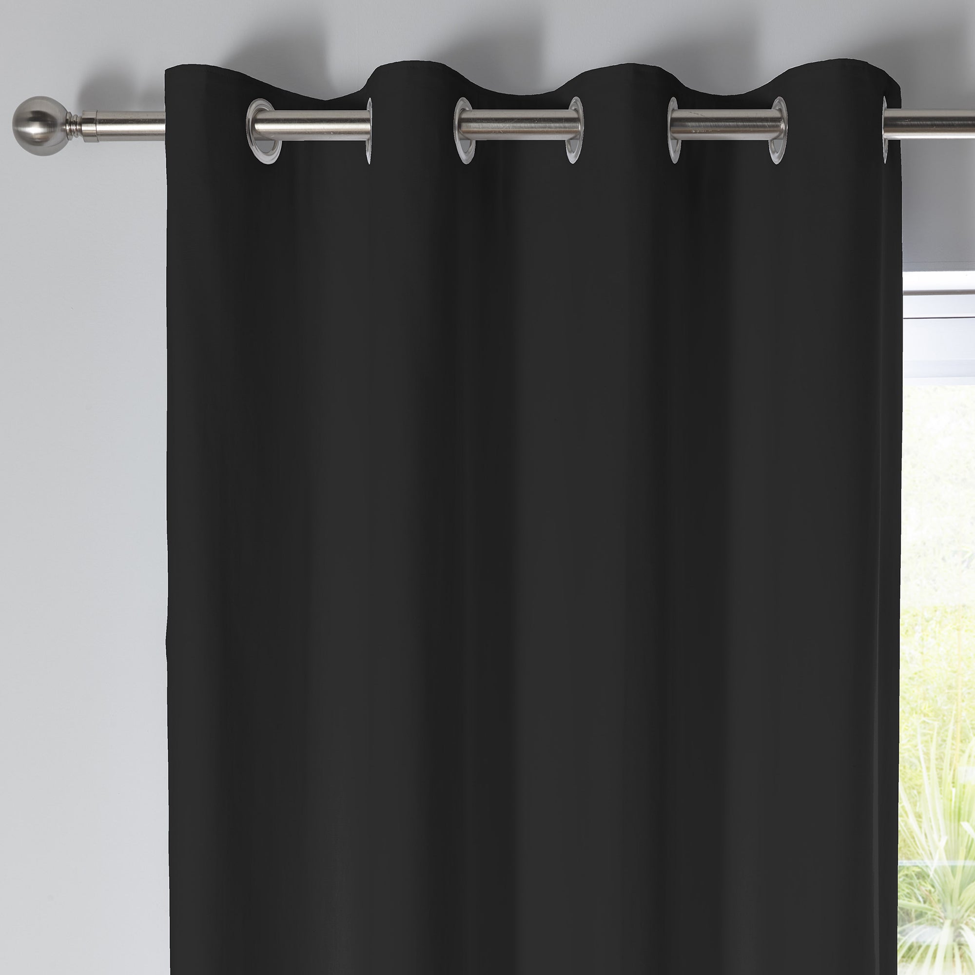 Pair of Eyelet Curtains Sorbonne by Fusion in Black