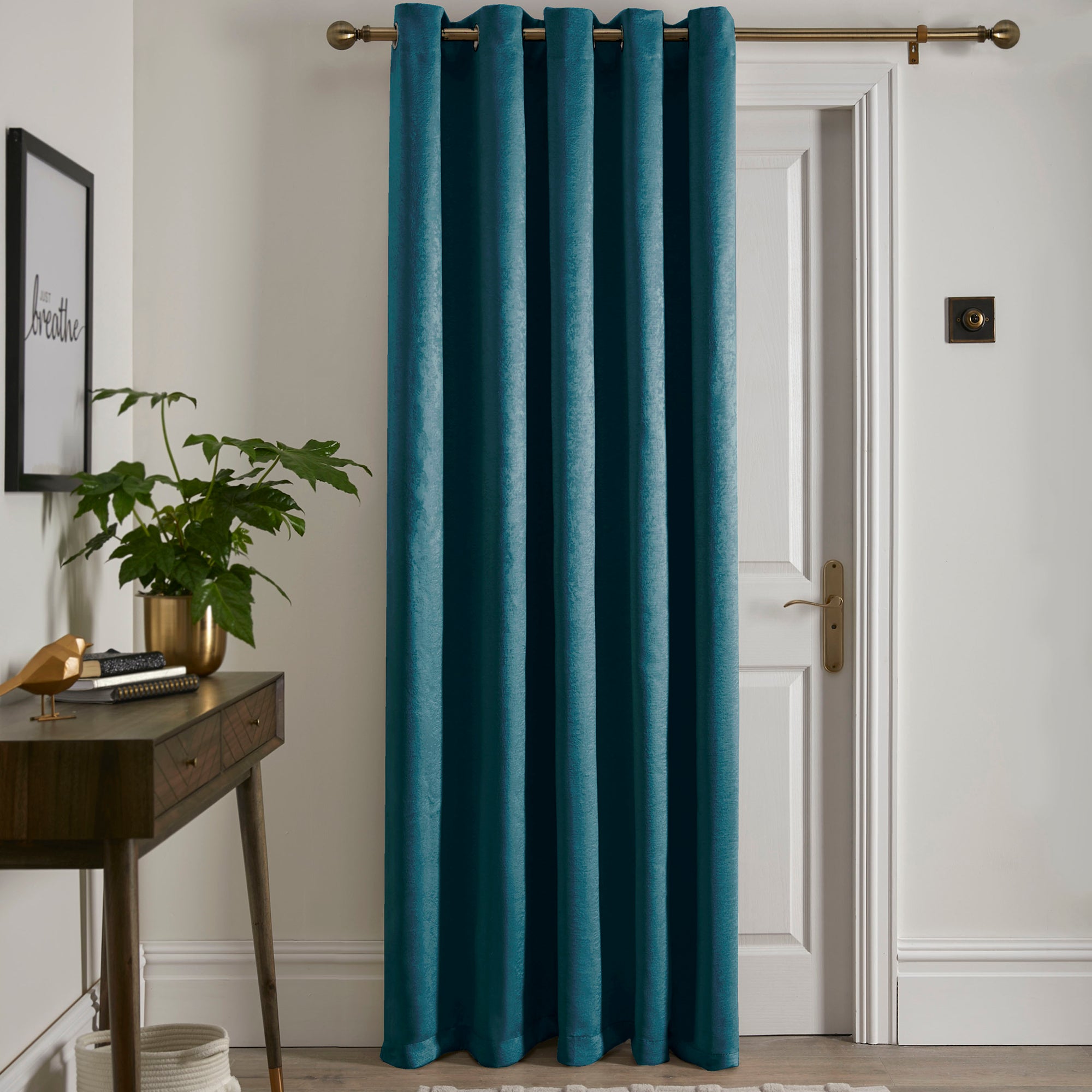 Eyelet Single Panel Door Curtain Strata by Fusion in Forest Green