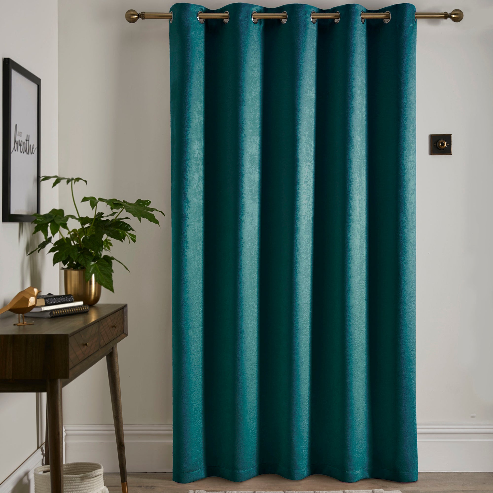 Eyelet Single Panel Door Curtain Strata by Fusion in Forest Green