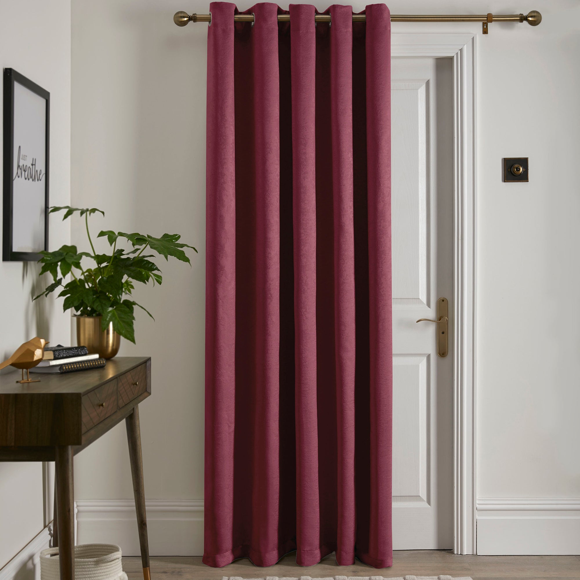 Eyelet Single Panel Door Curtain Strata by Fusion in Wine