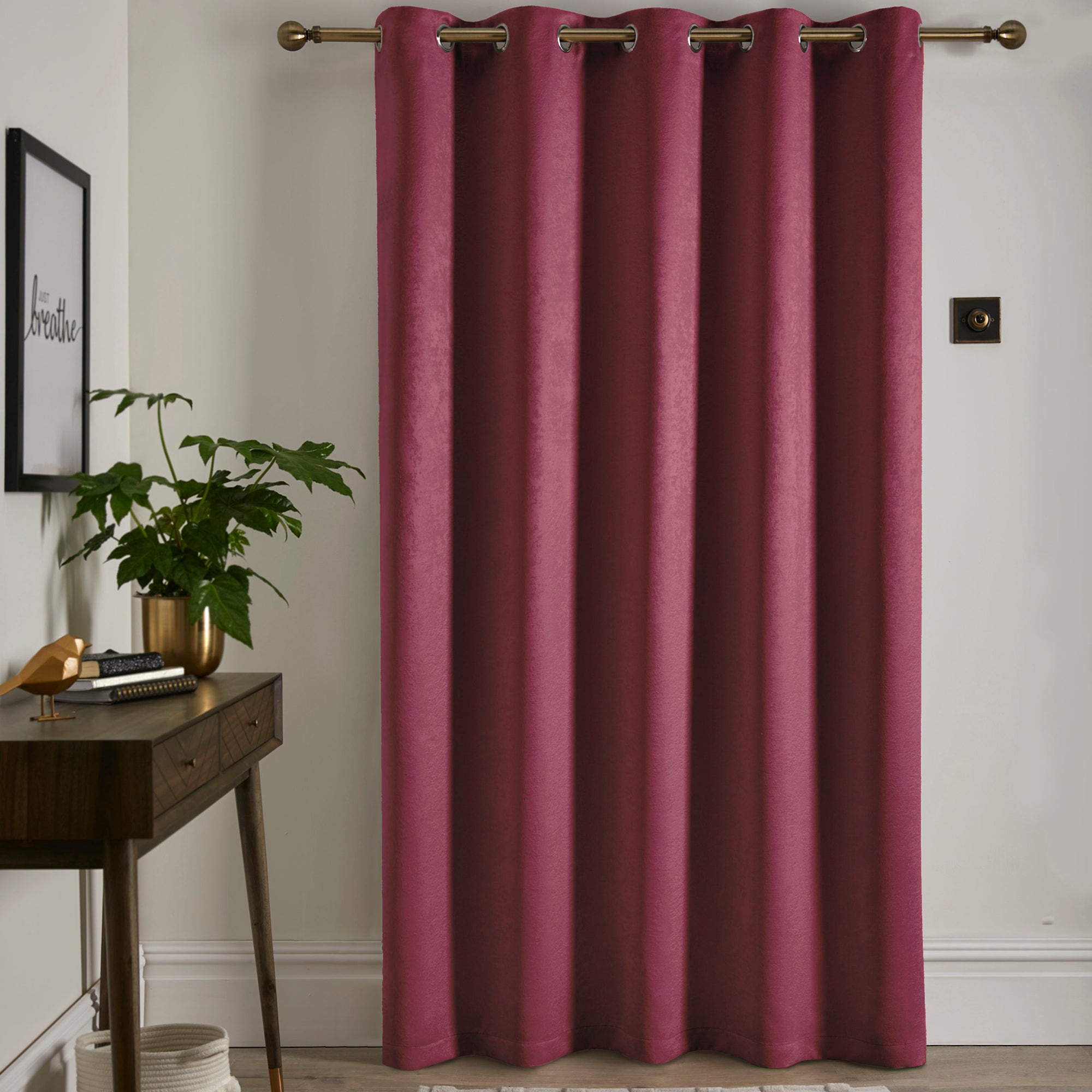 Eyelet Single Panel Door Curtain Strata by Fusion in Wine