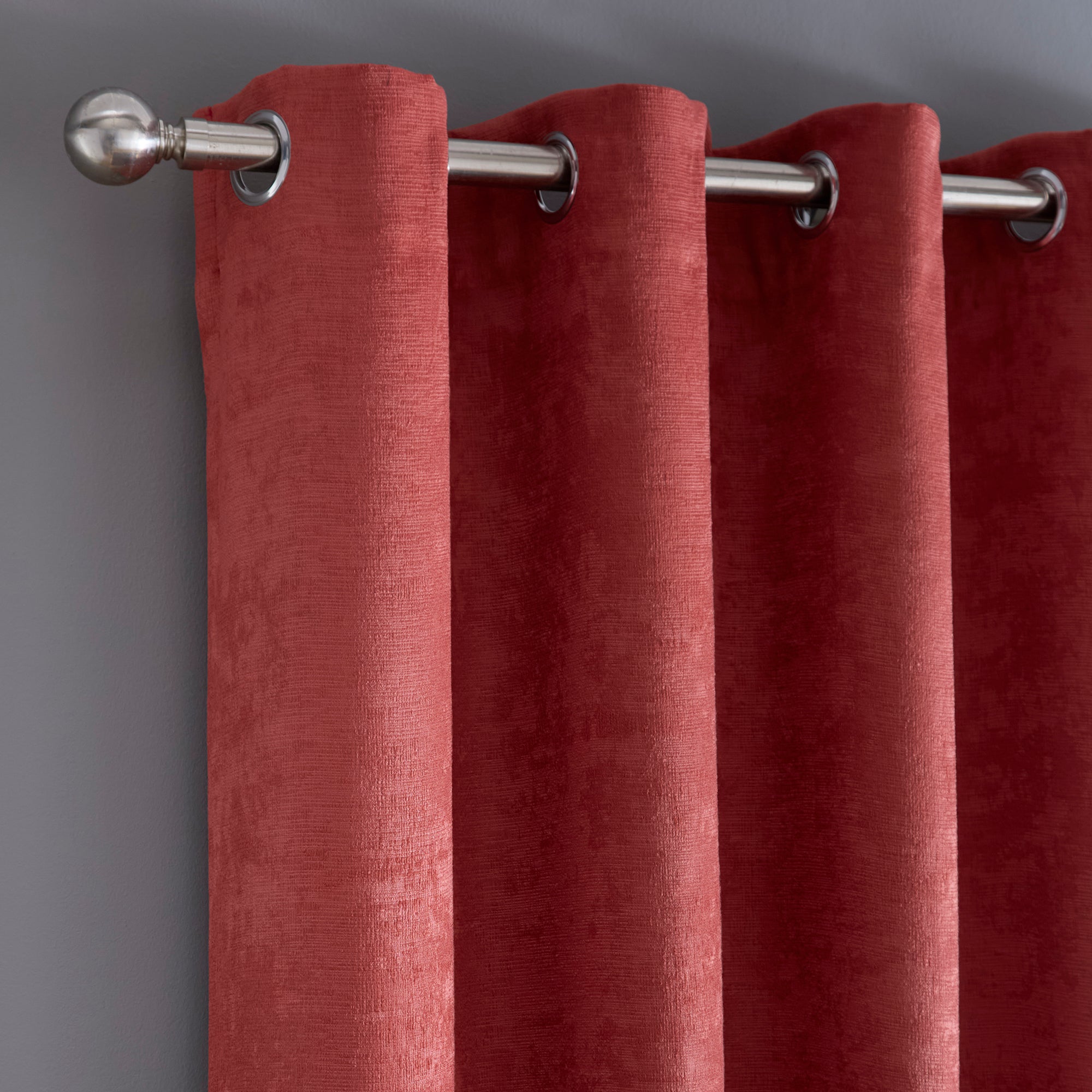 Pair of Eyelet Curtains Strata by Fusion in Terracotta