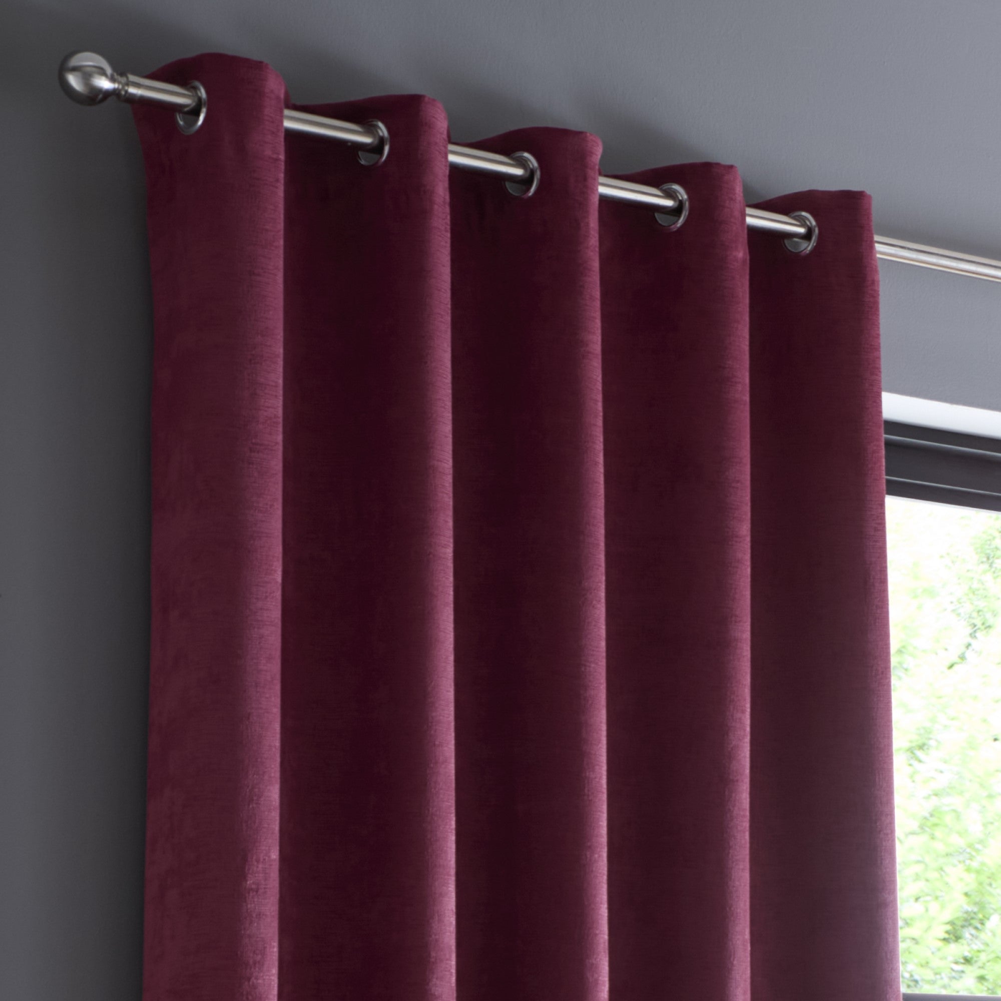 Pair of Eyelet Curtains Strata by Fusion in Wine