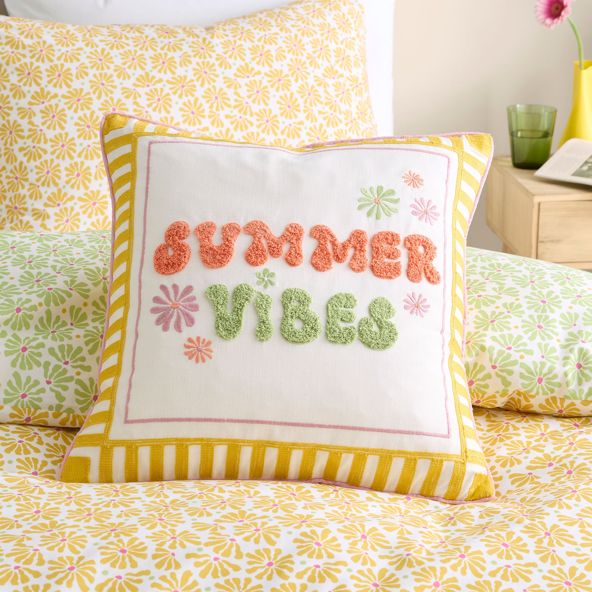 Cushion Summer Vibes Slogan by Fusion in Multi