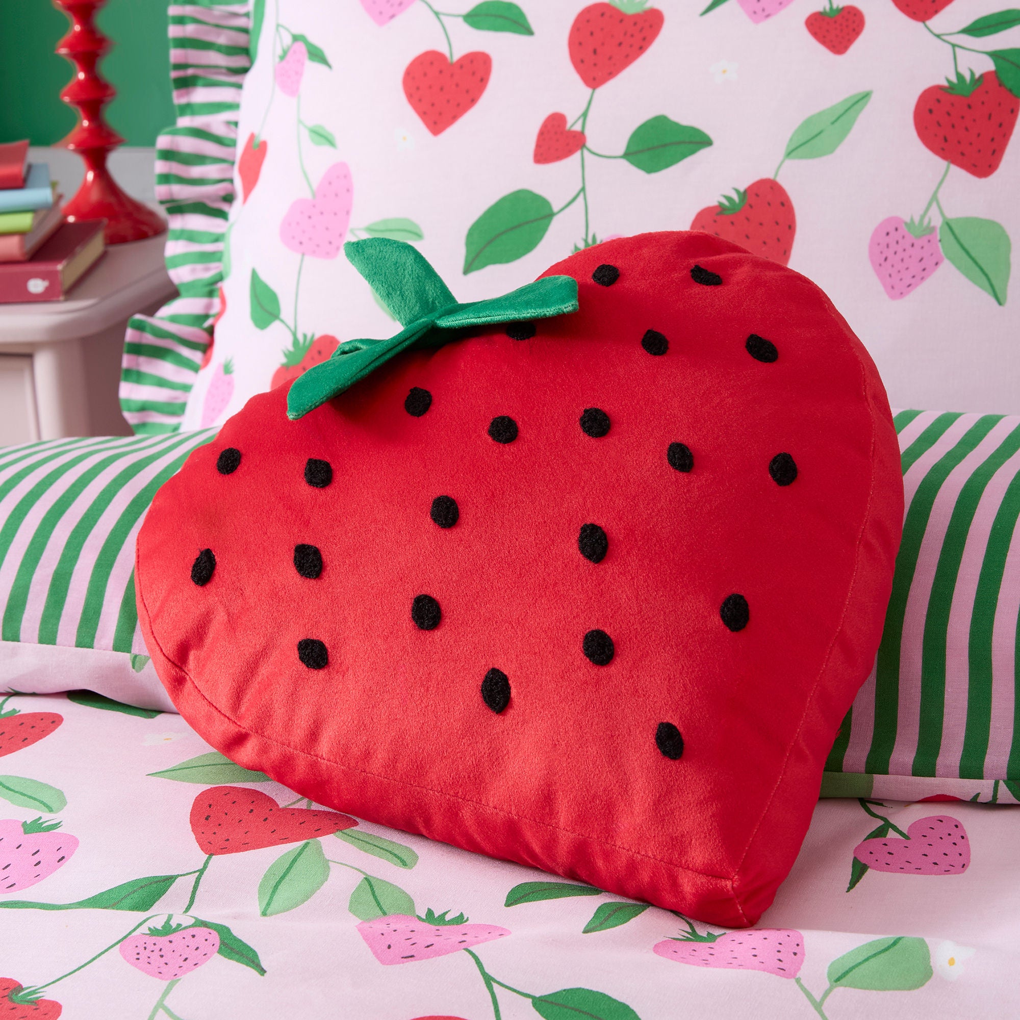 Shaped Cushion Strawberry by Bedlam in Red