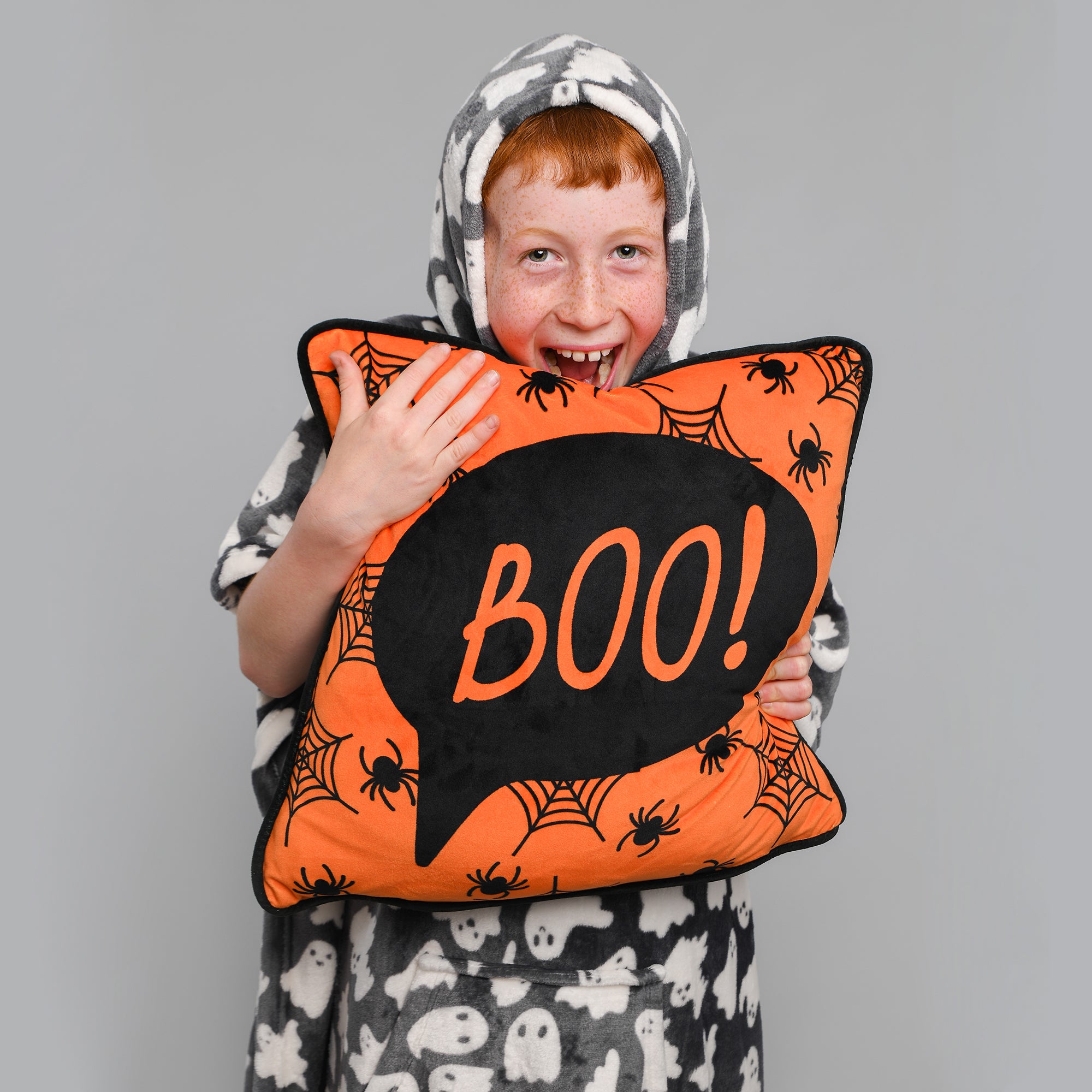 Hooded Throw Poncho Halloween Spooky Ghosts by Bedlam in Grey