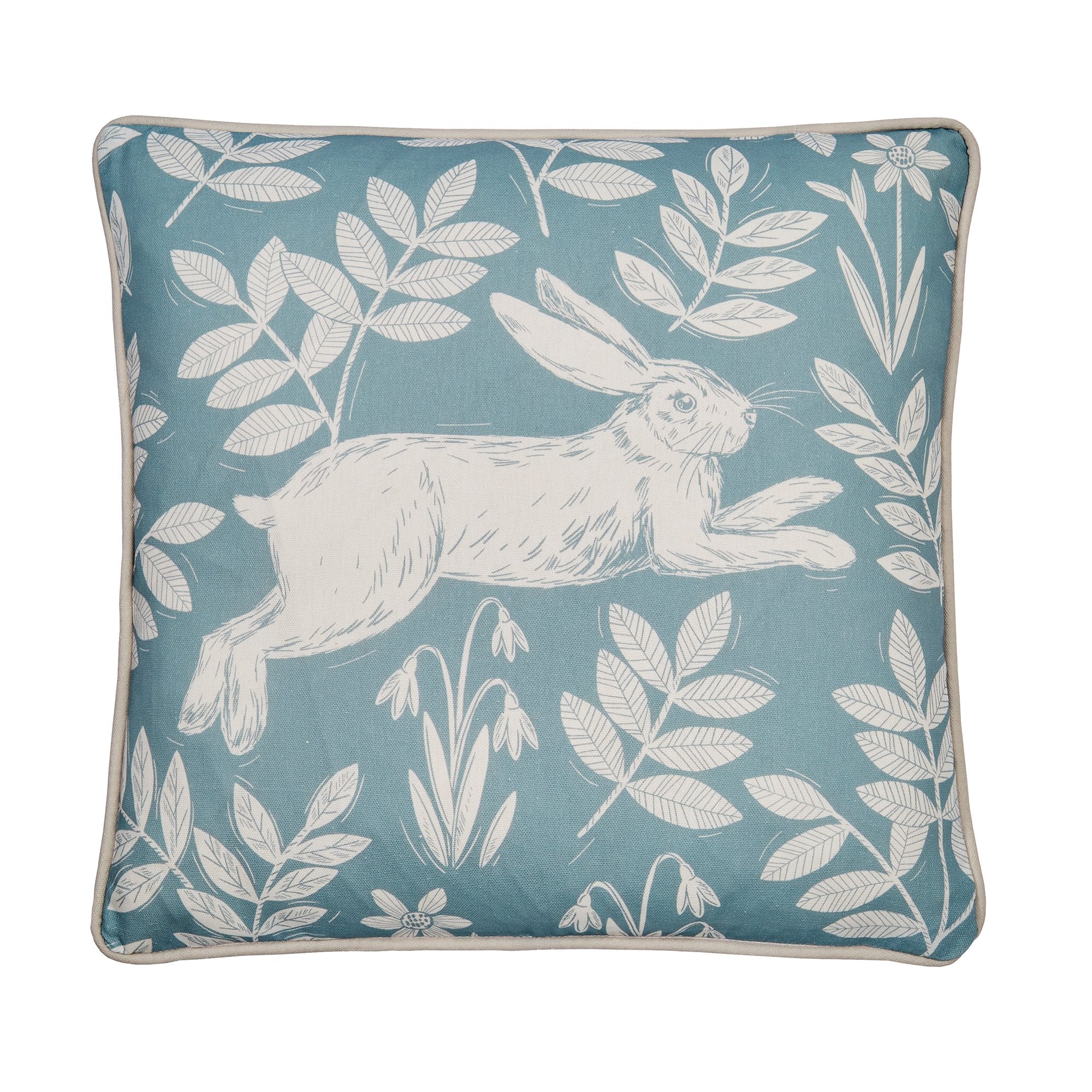Cushion Spring Rabbit Outdoor by Dreams & Drapes Design in Duck Egg