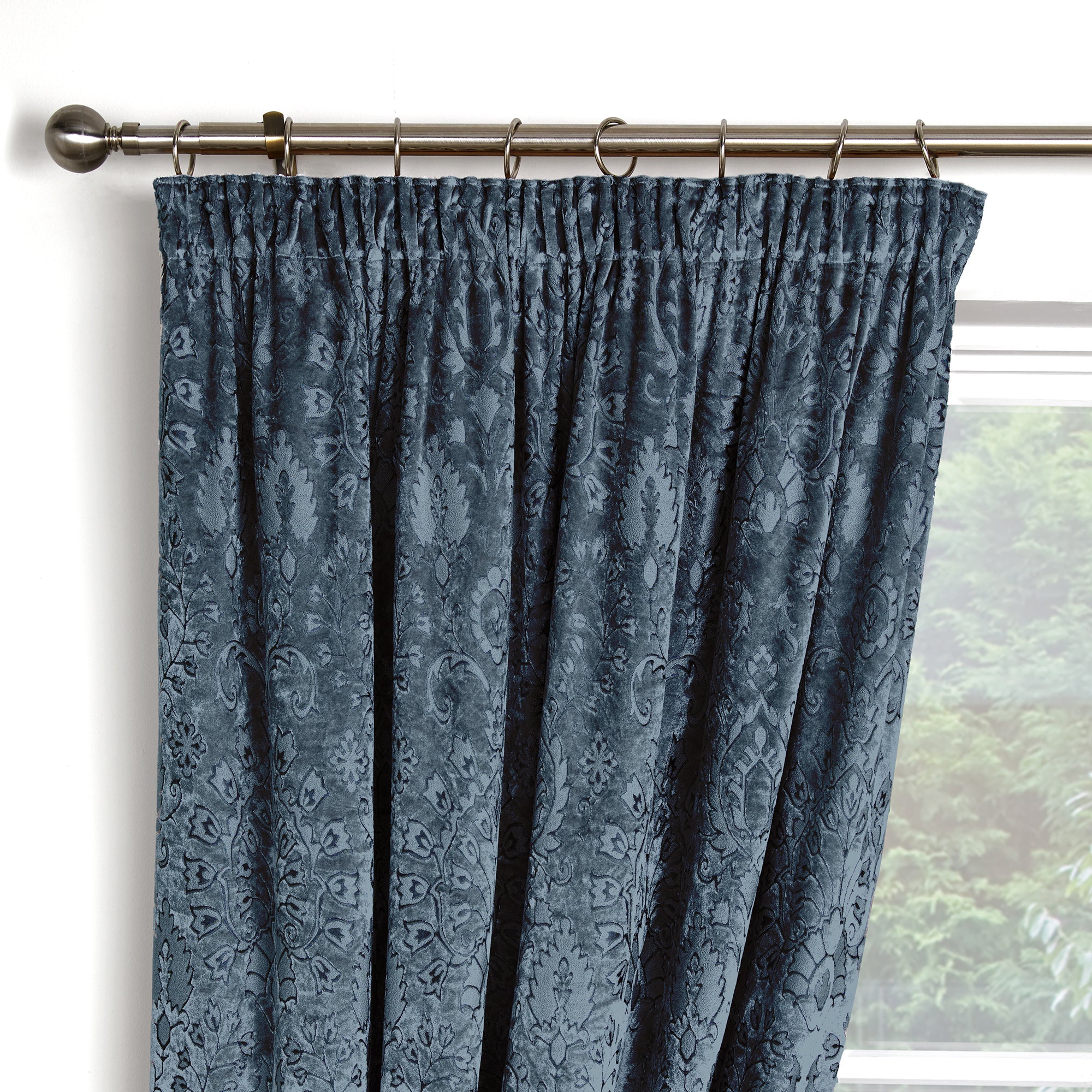 Pair of Pencil Pleat Curtains Trinity by Curtina in Blue