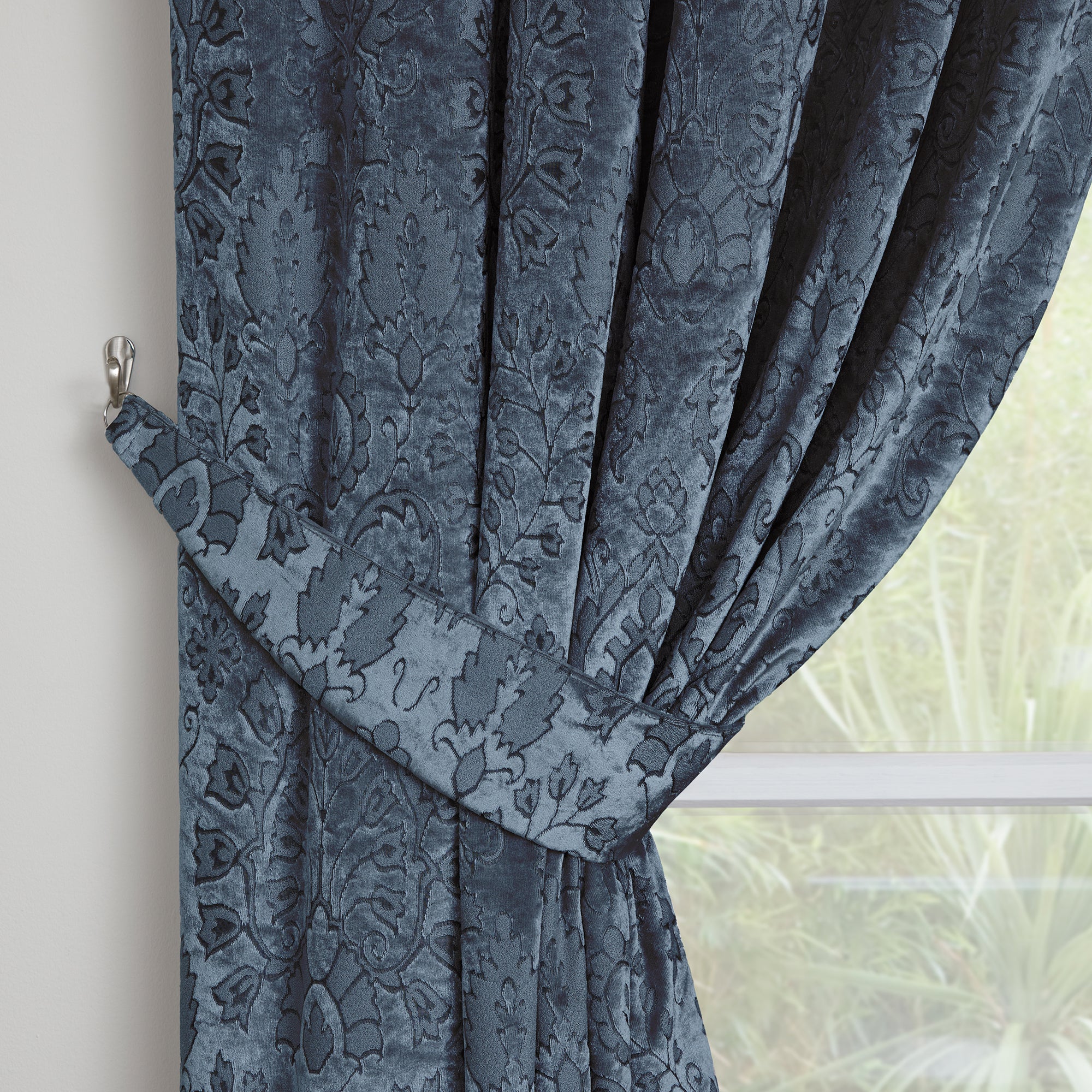 Pair of Pencil Pleat Curtains Trinity by Curtina in Blue