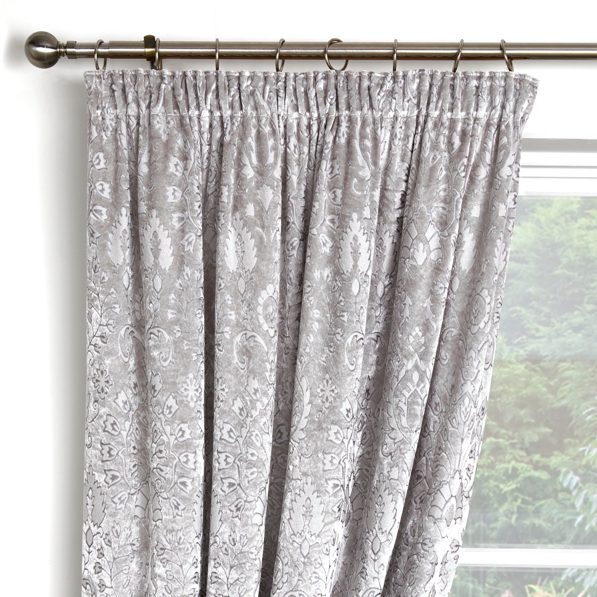 Pair of Pencil Pleat Curtains Trinity by Curtina in Silver