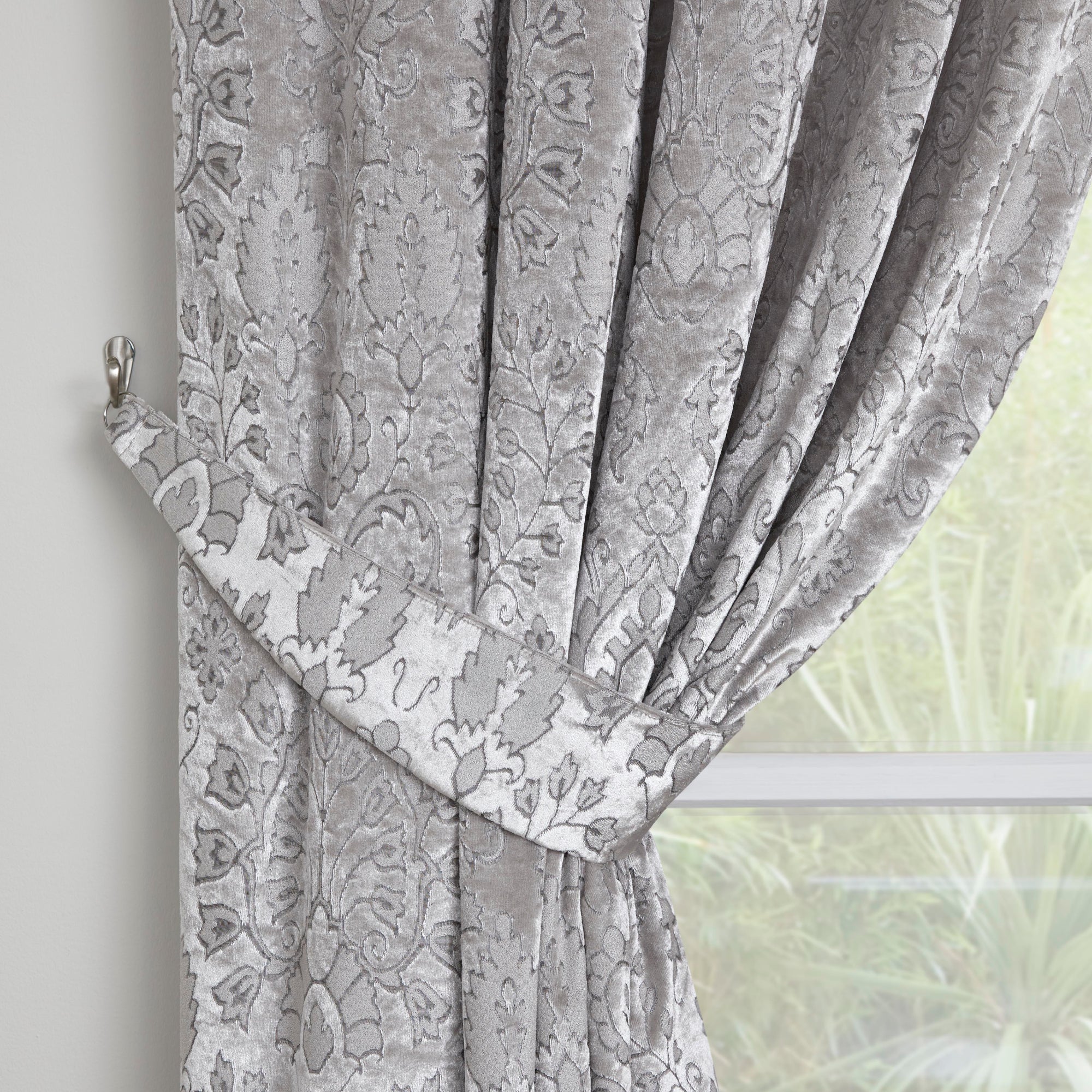 Pair of Pencil Pleat Curtains Trinity by Curtina in Silver