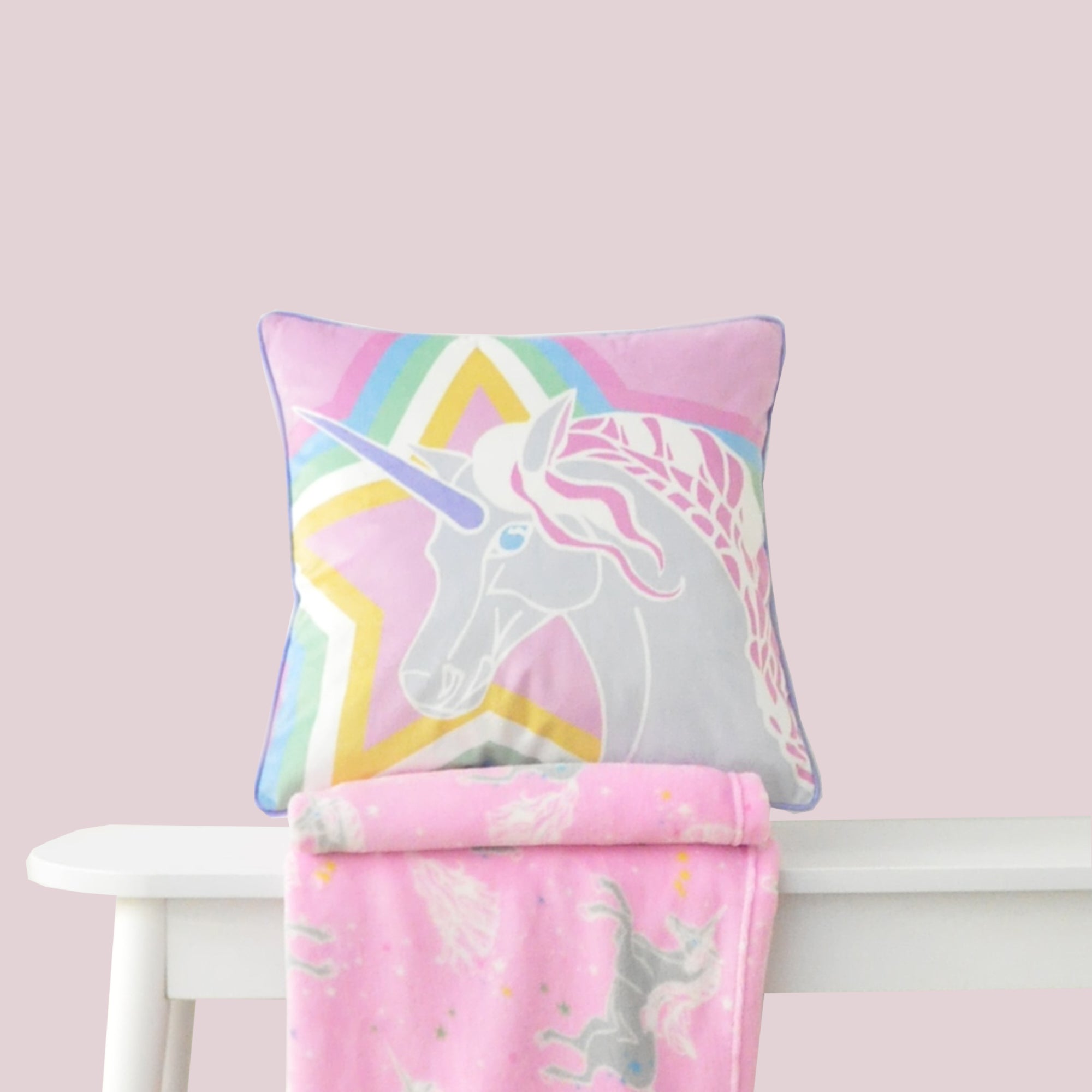 Filled Cushion Unicorn by Bedlam in Pink