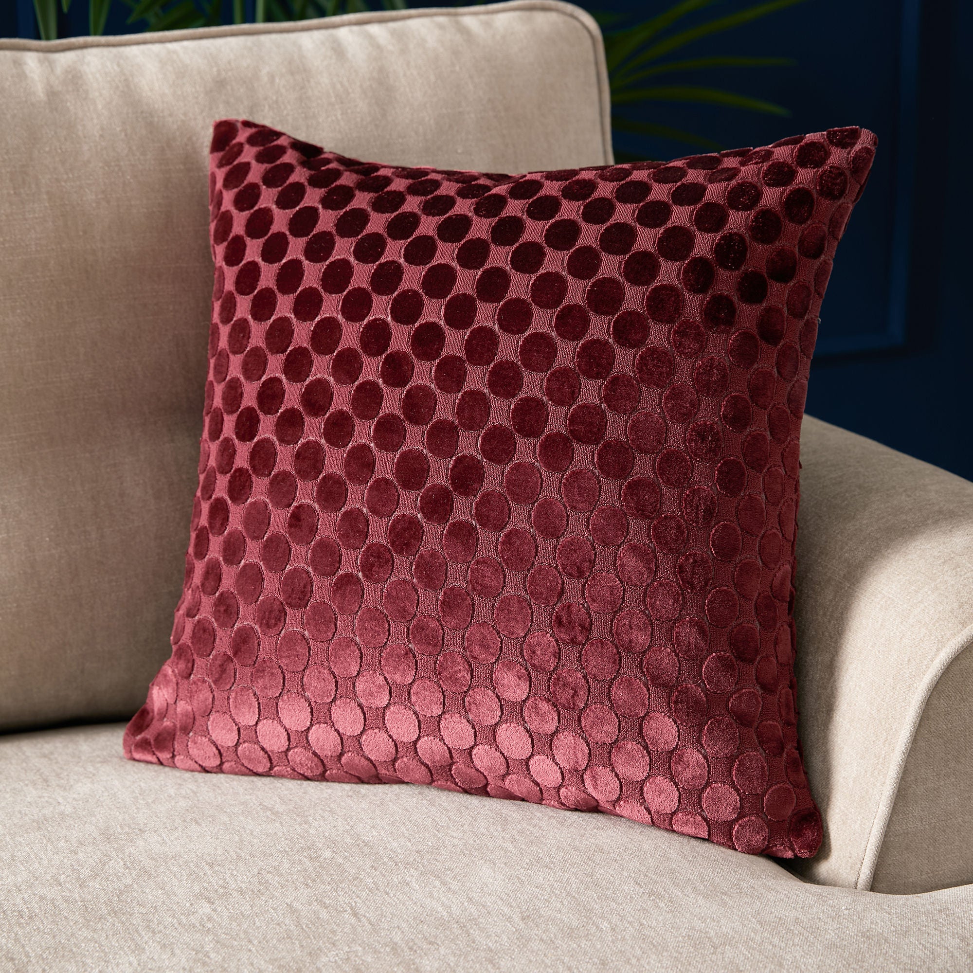 Cushion Velvet Spot by Soiree in Burgundy