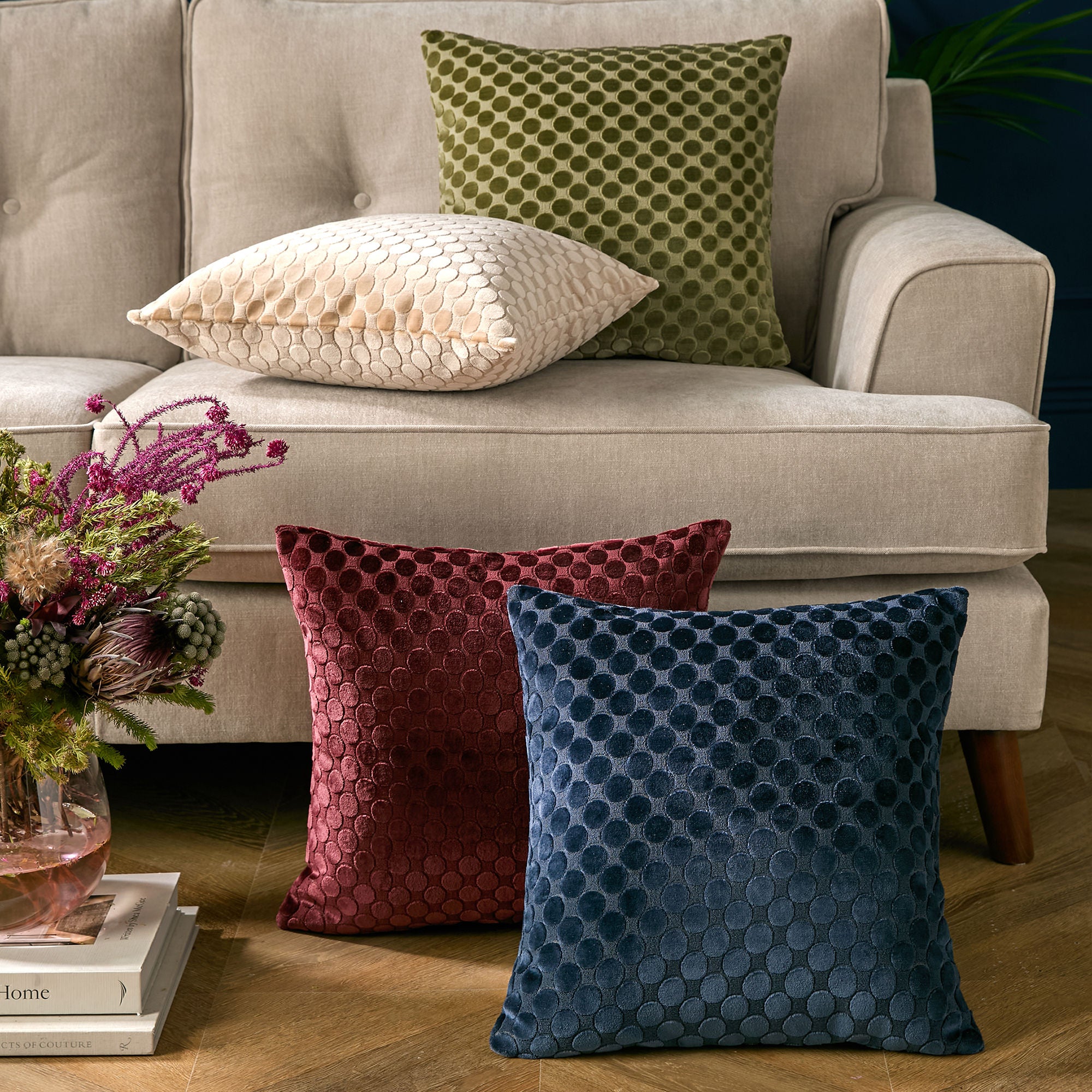 Cushion Velvet Spot by Soiree in Burgundy