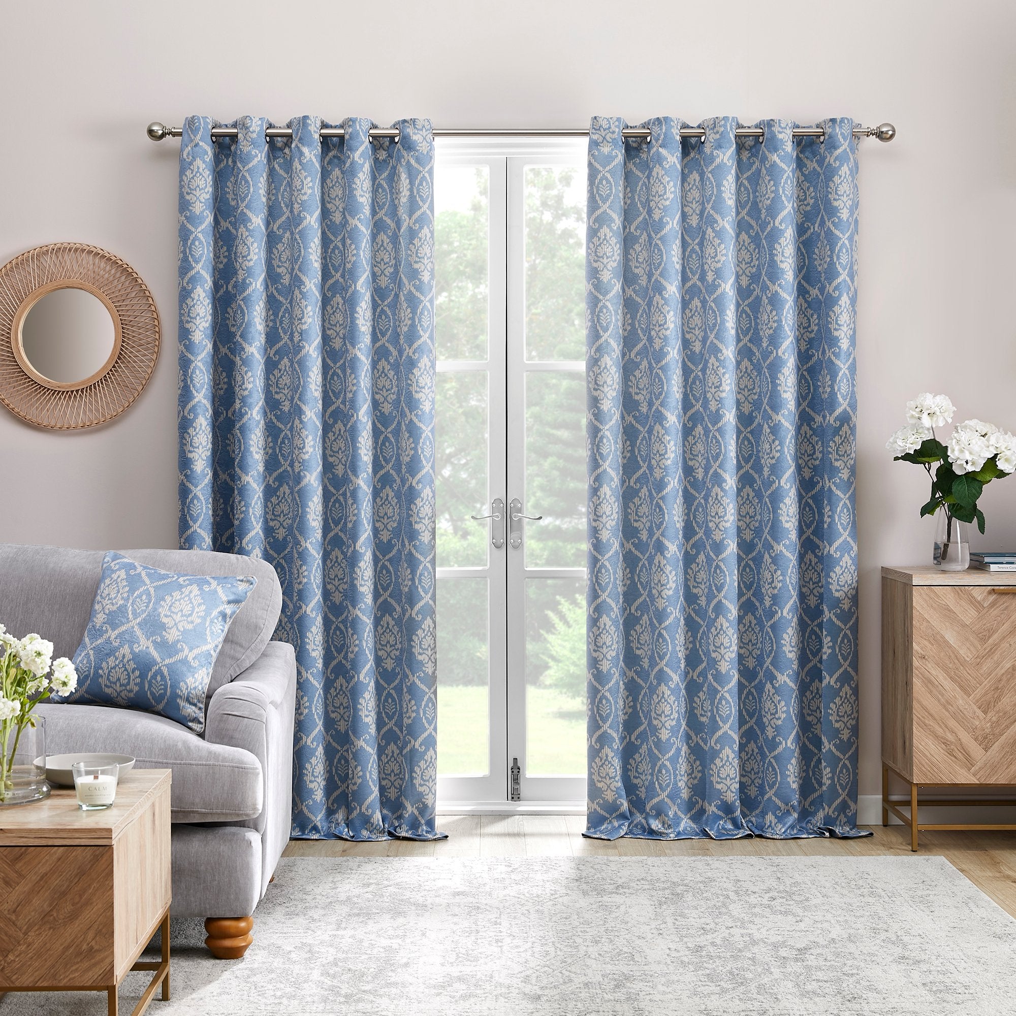 Pair of Eyelet Curtains Vivianna by Dreams & Drapes Curtains in Blue