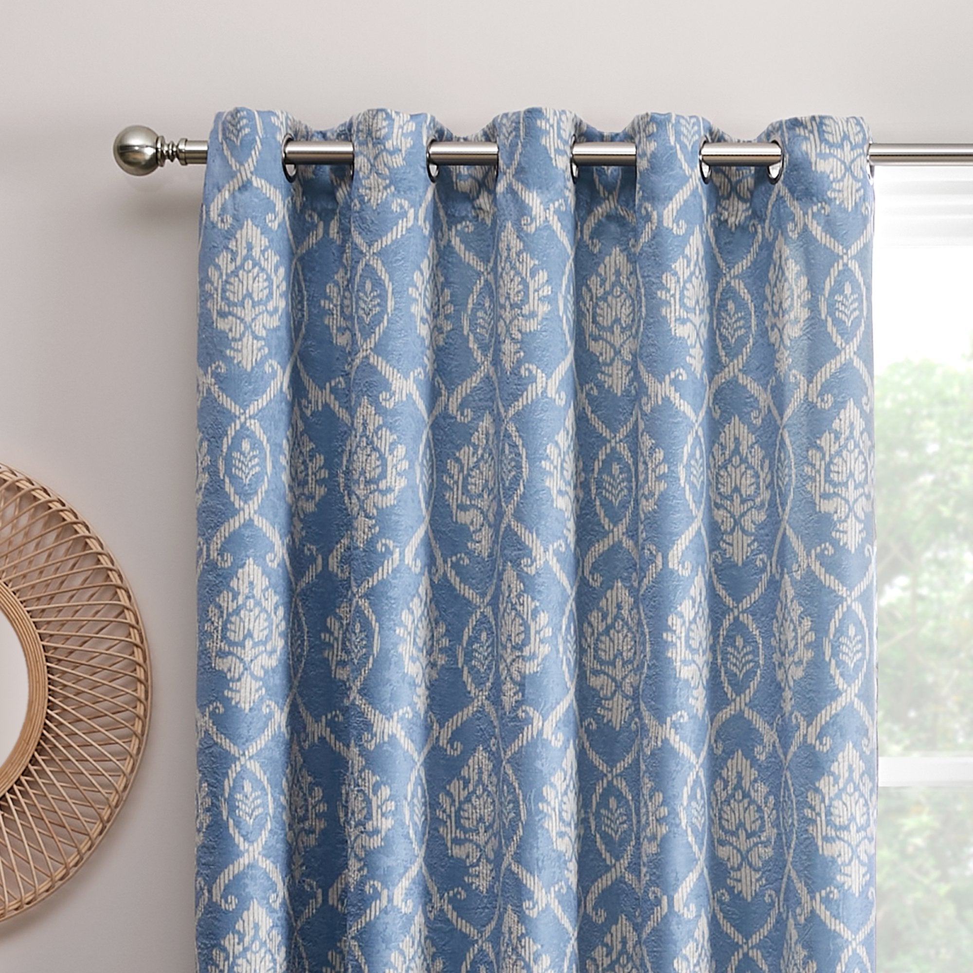 Pair of Eyelet Curtains Vivianna by Dreams & Drapes Curtains in Blue