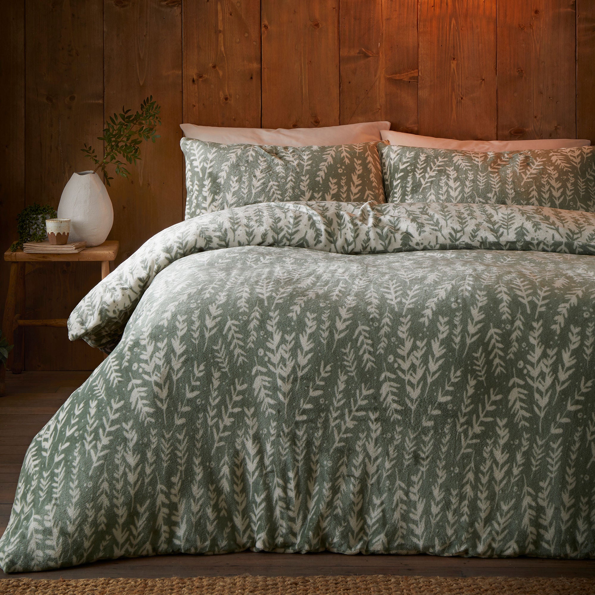 Duvet Cover Set Winter Foliage by Fusion Snug in Green