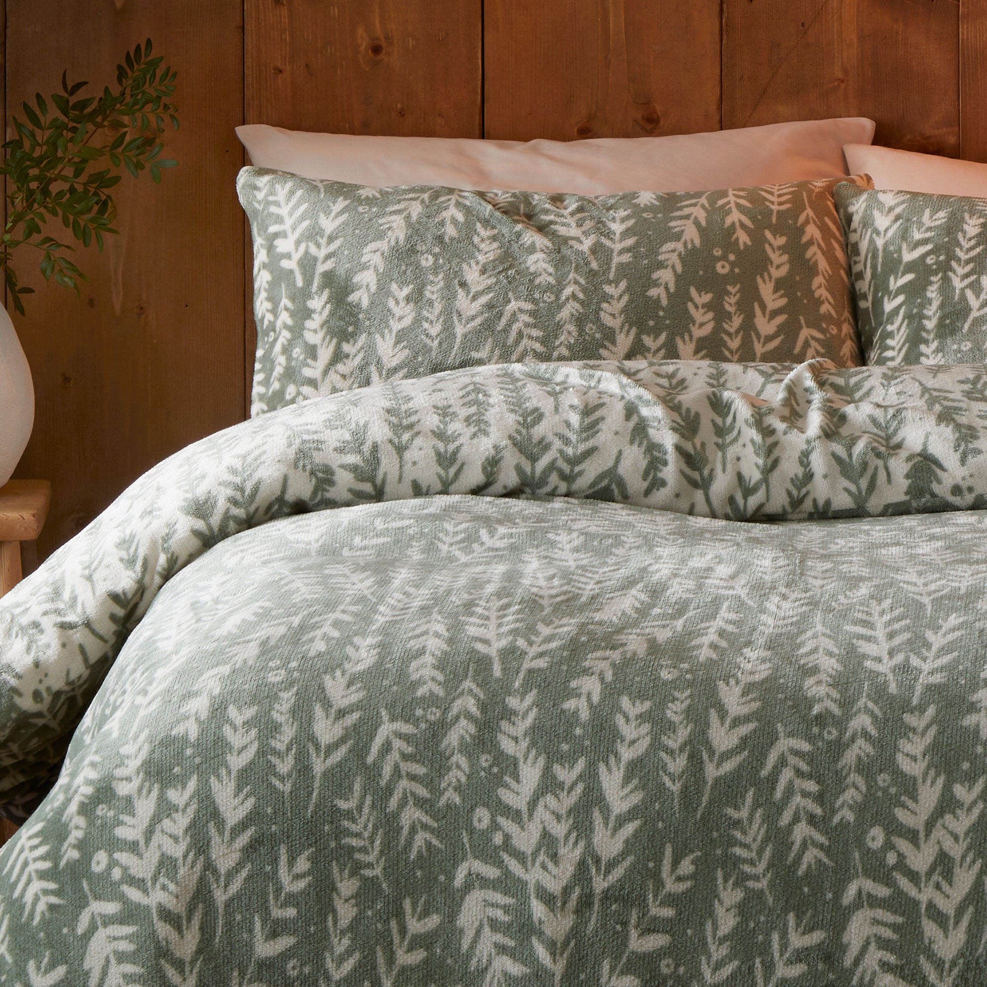 Duvet Cover Set Winter Foliage by Fusion Snug in Green