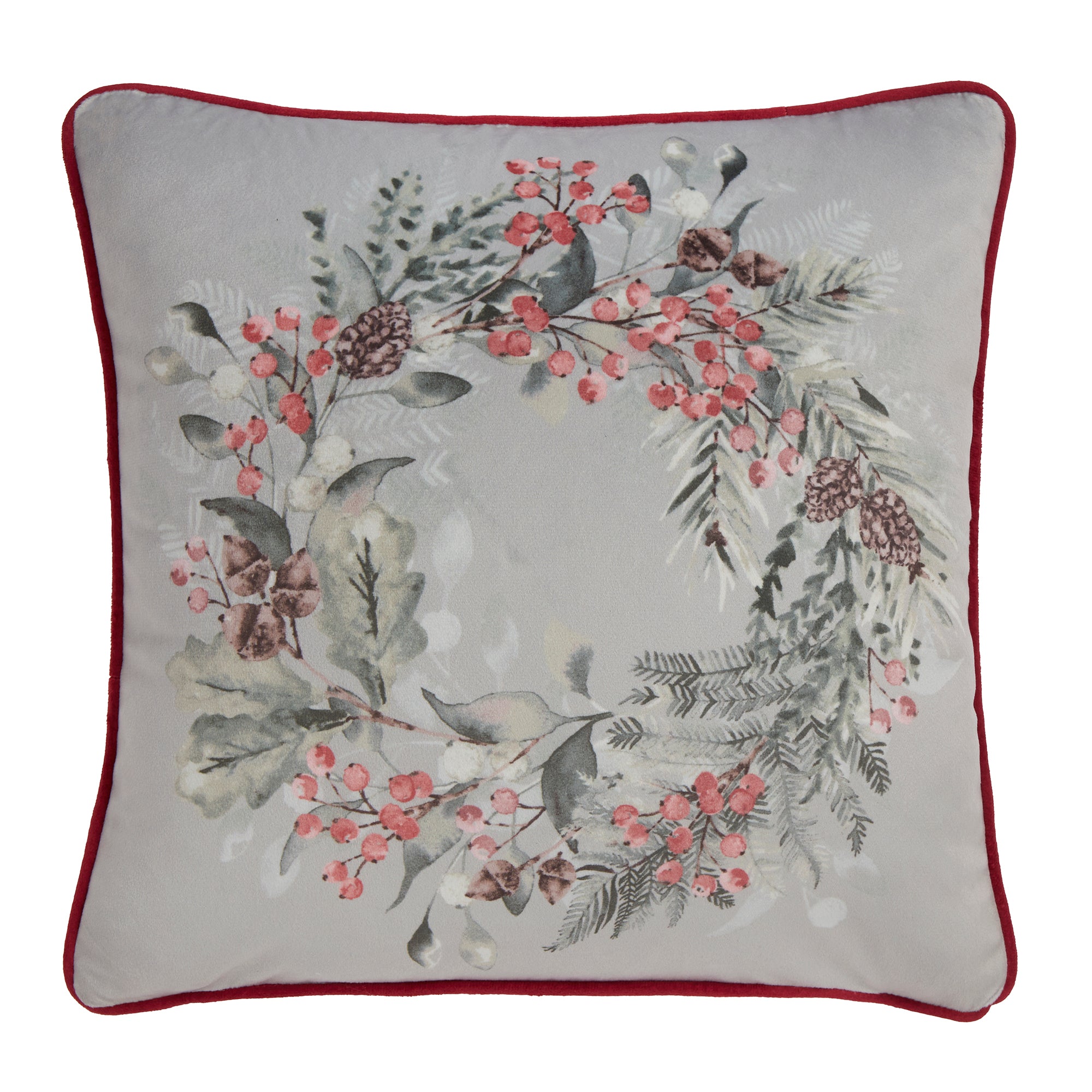 Cushion Winter Sprigs by Dreams & Drapes Lodge in Green