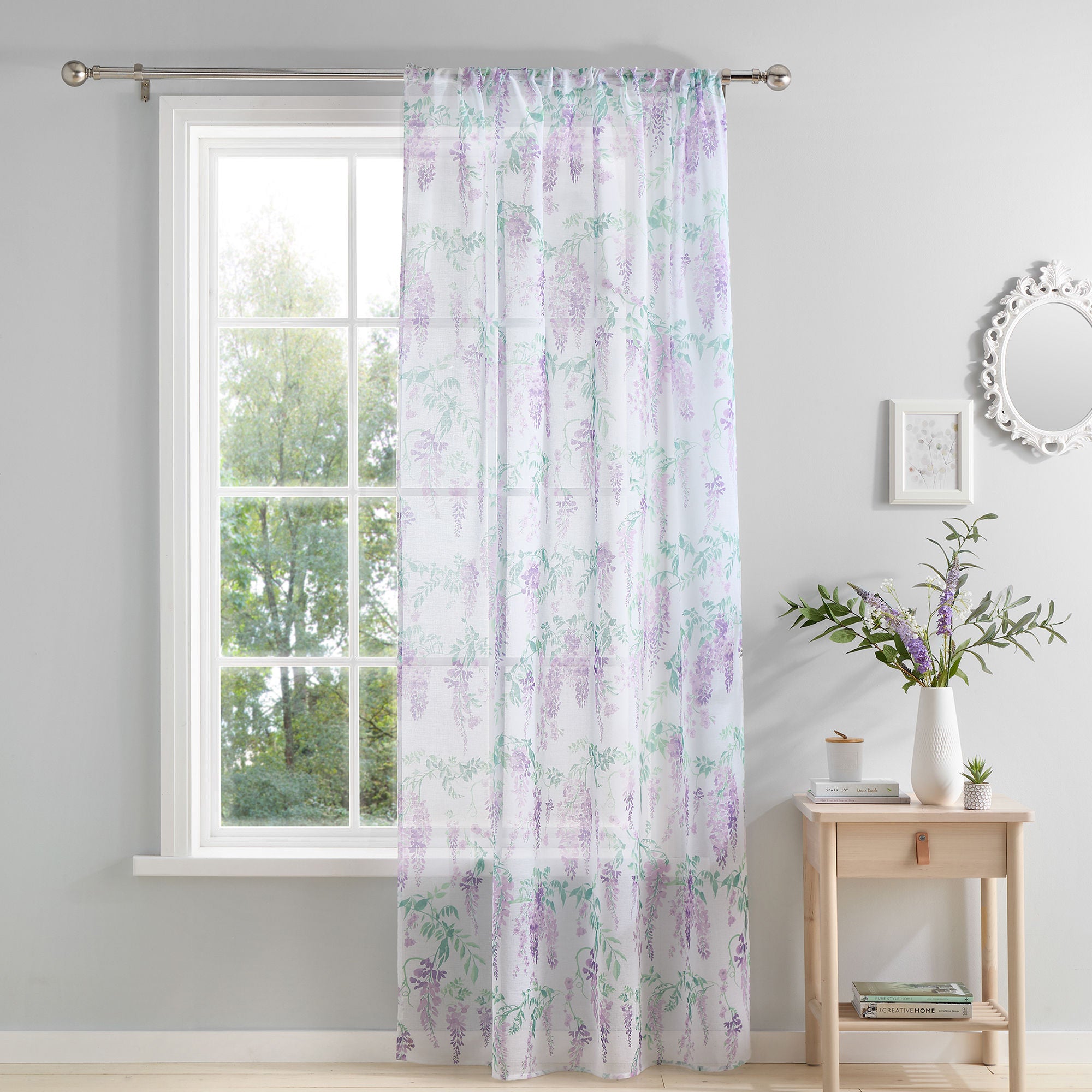 Voile Panel Wisteria by Dreams & Drapes Design in Lilac