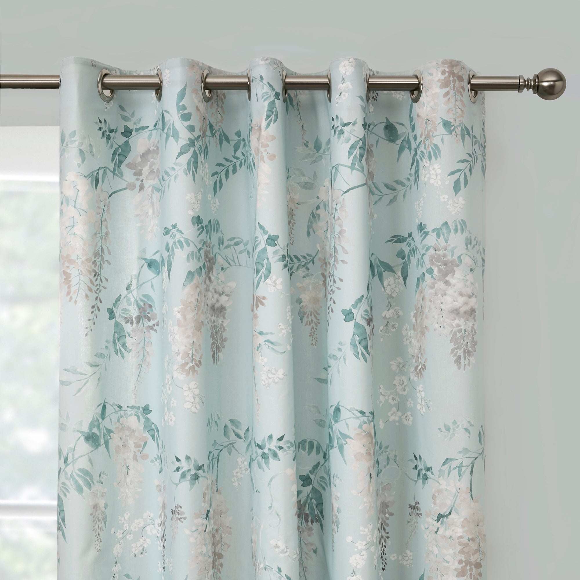 Pair of Eyelet Curtains Wisteria by Dreams & Drapes Curtains in Duck Egg