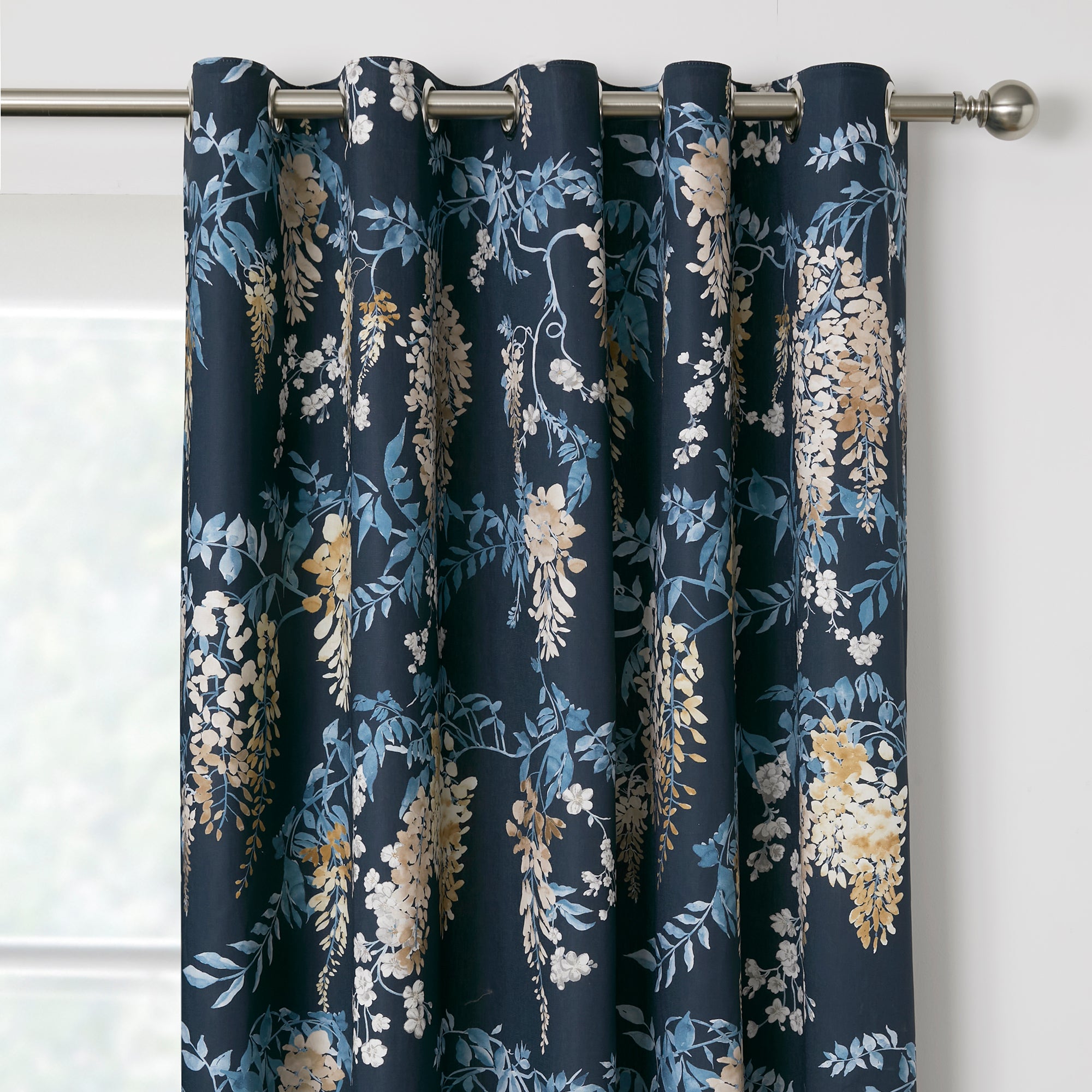 Pair of Eyelet Curtains Wisteria by Dreams & Drapes Curtains in Navy