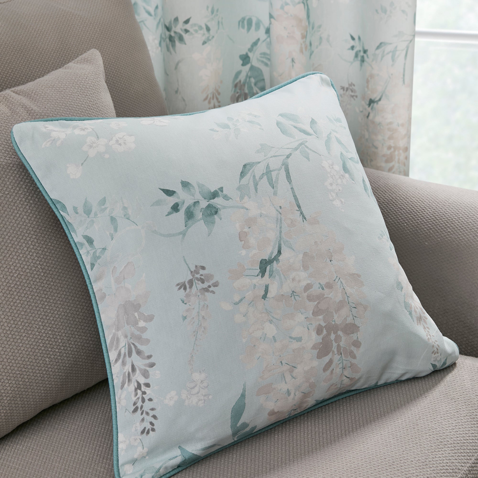 Cushion Wisteria by Dreams & Drapes Curtains in Duck Egg