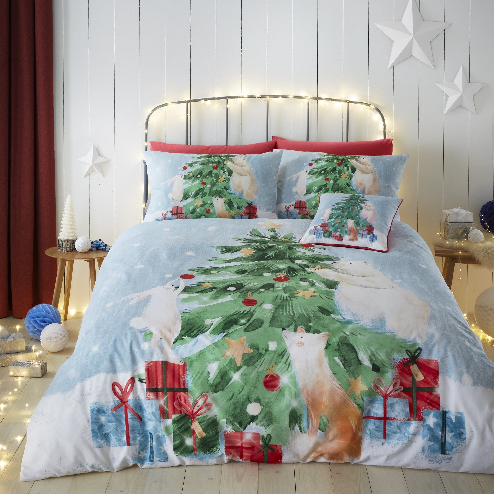 Duvet Cover Set Winter Friends by Fusion in Green