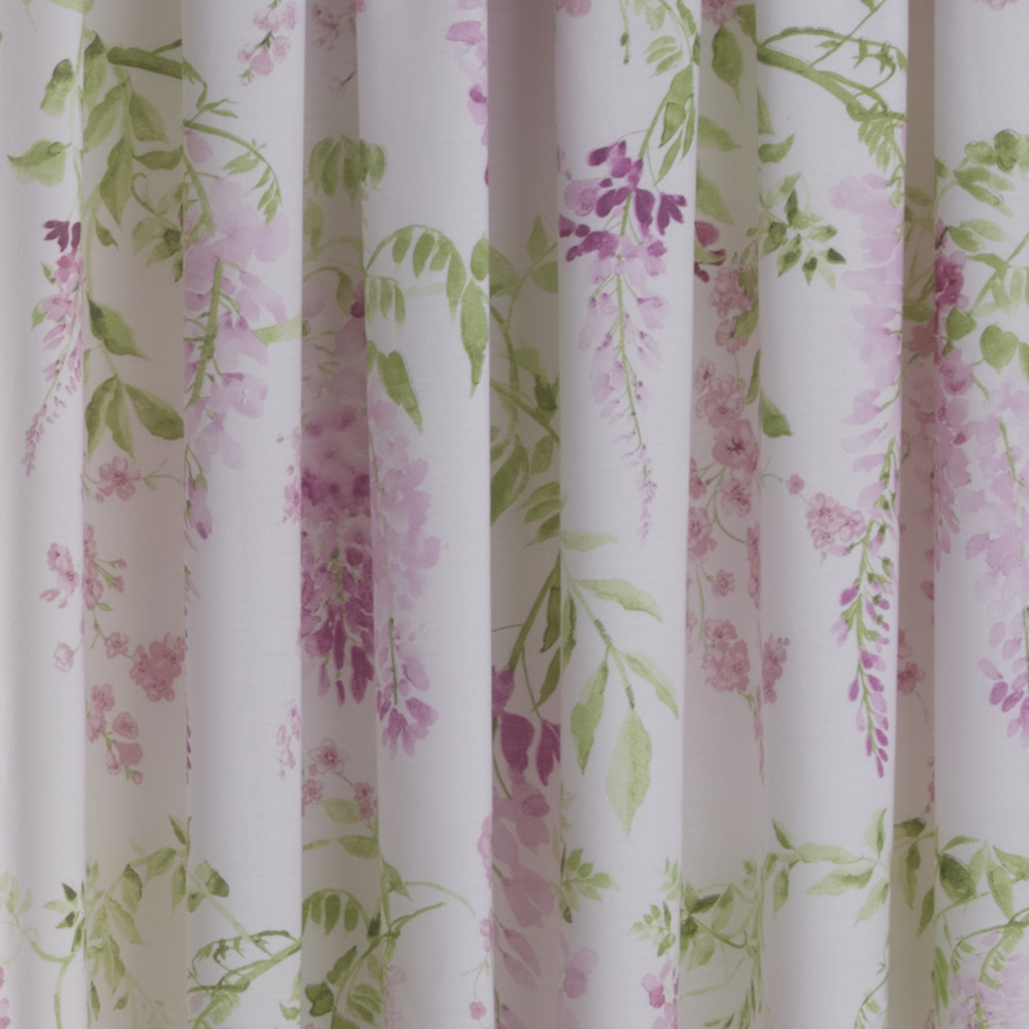 Pair of Pencil Pleat Curtains With Tie-Backs Wisteria by Dreams & Drapes Design in Pink
