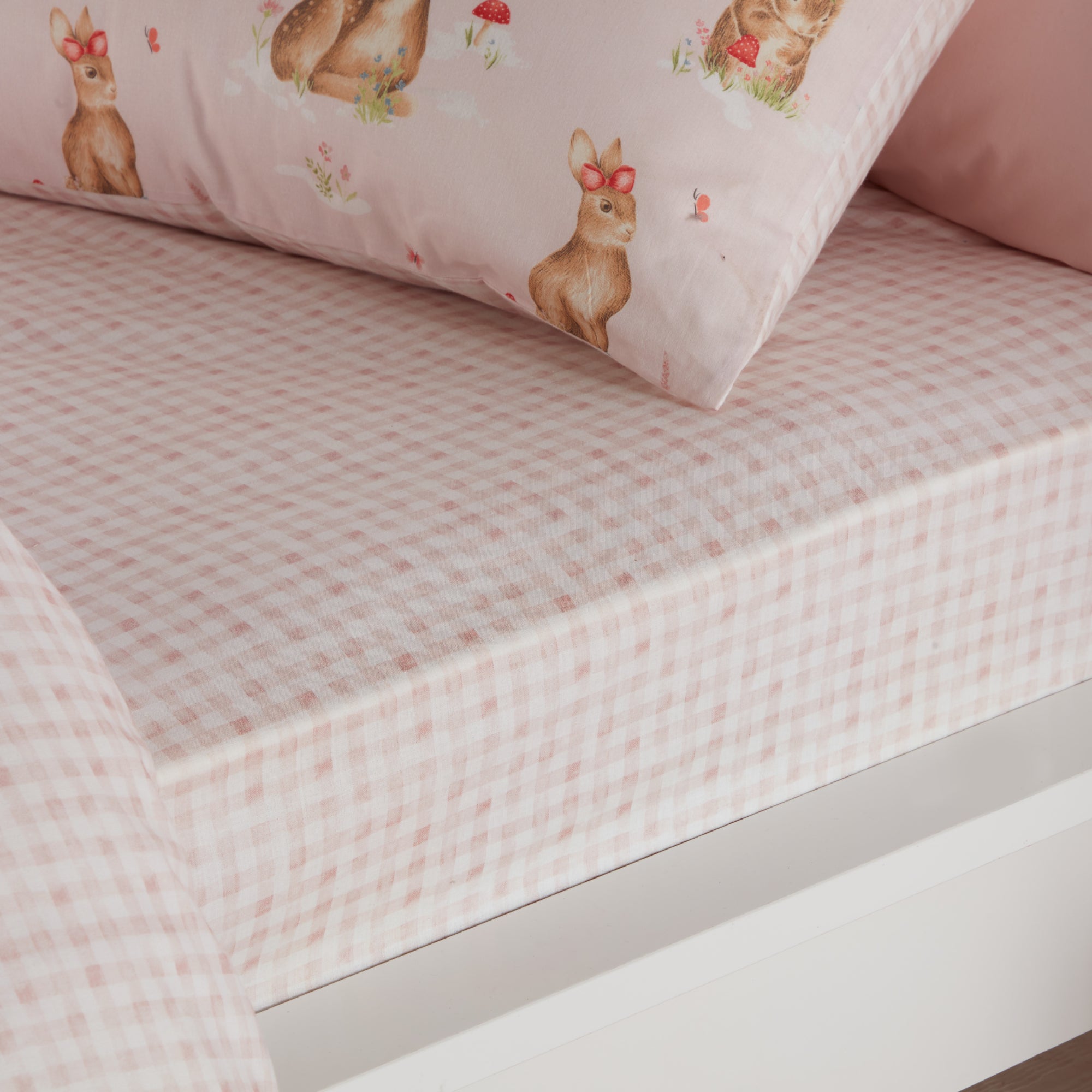 25cm Fitted Bed Sheet Woodland Friends by Bedlam in Pink