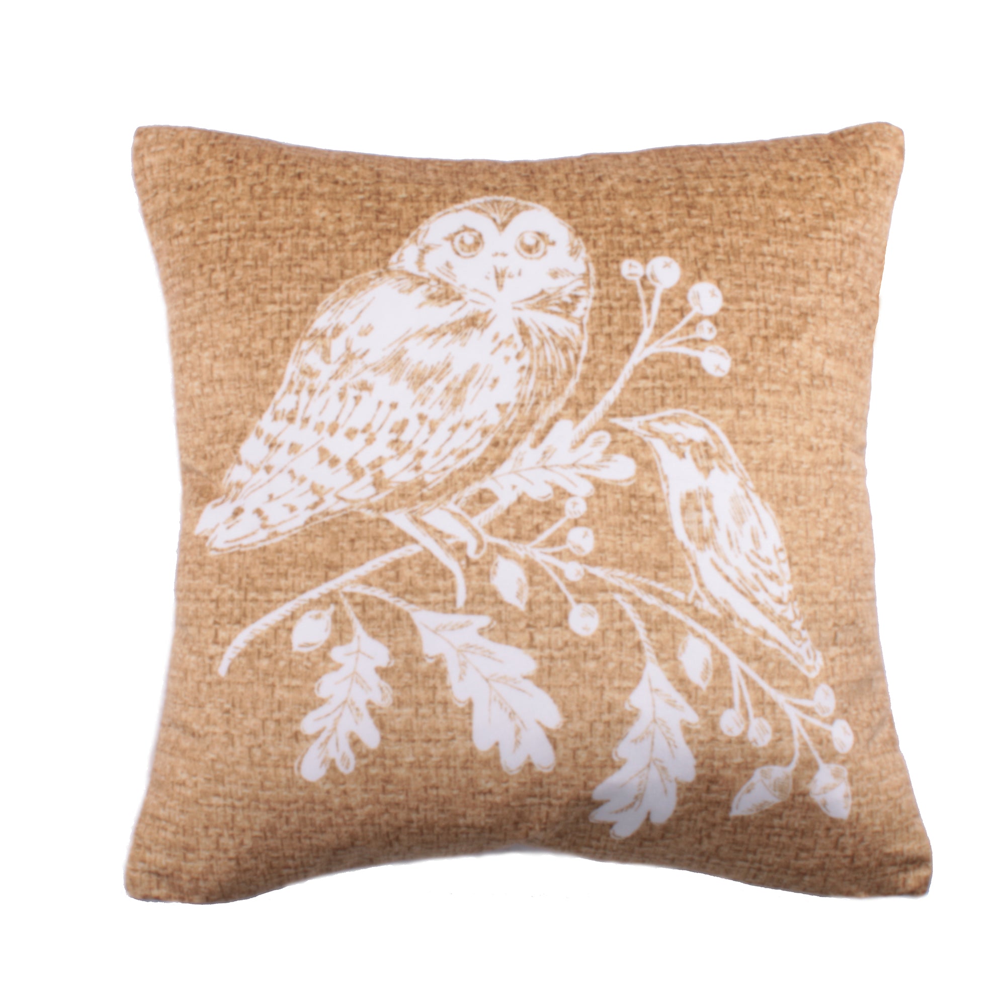 Filled Cushion Woodland Owls by D&D Lodge in Ochre