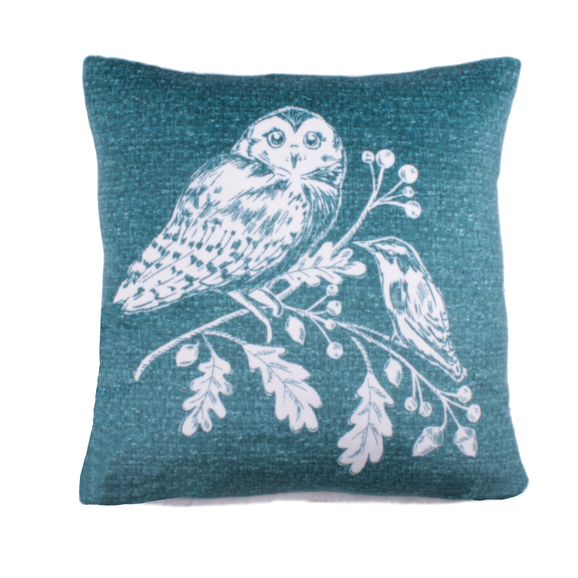 Filled Cushion Woodland Owls by D&D Lodge in Teal