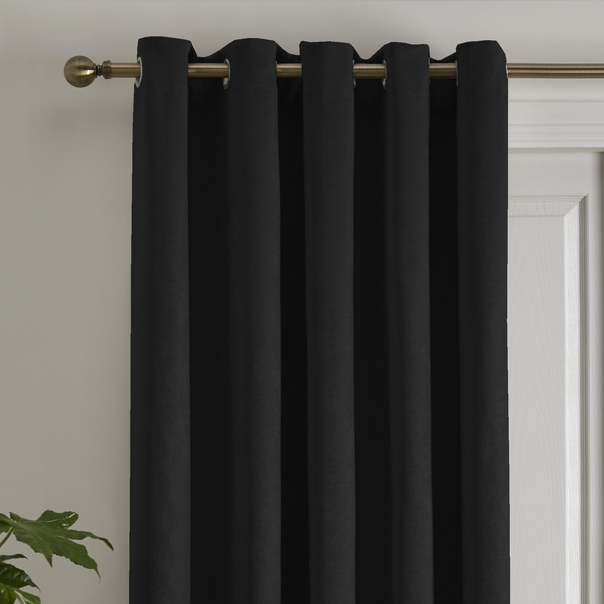 Eyelet Single Panel Door Curtain Strata by Fusion in Black