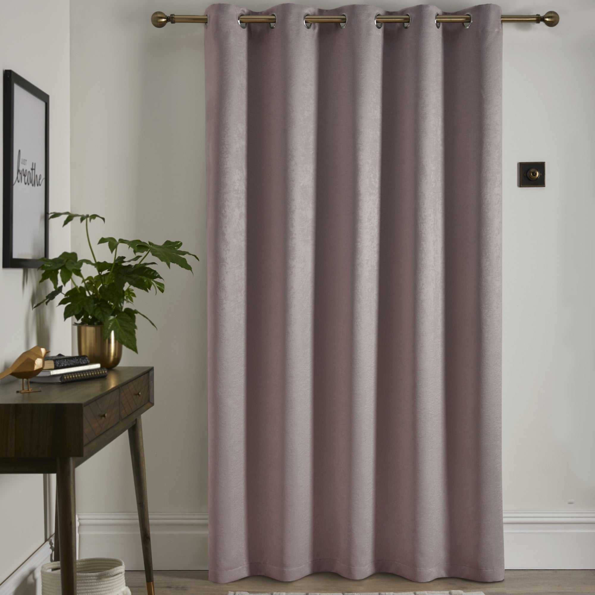 Eyelet Single Panel Door Curtain Strata by Fusion in Blush