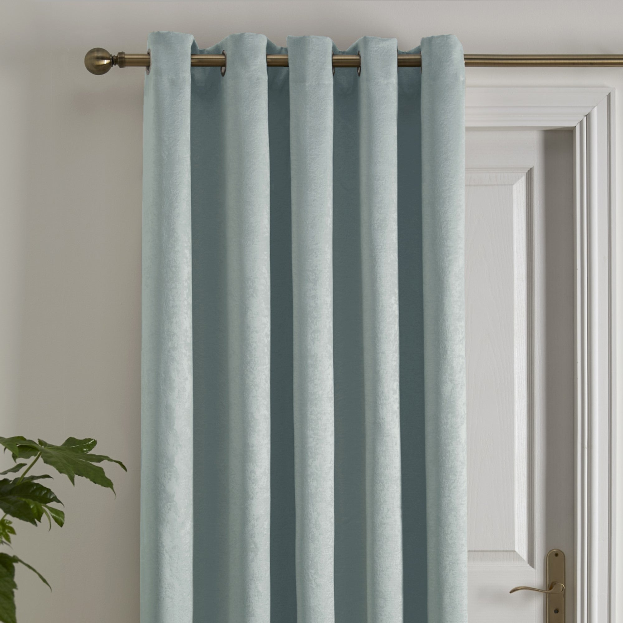 Eyelet Single Panel Door Curtain Strata by Fusion in Duck Egg