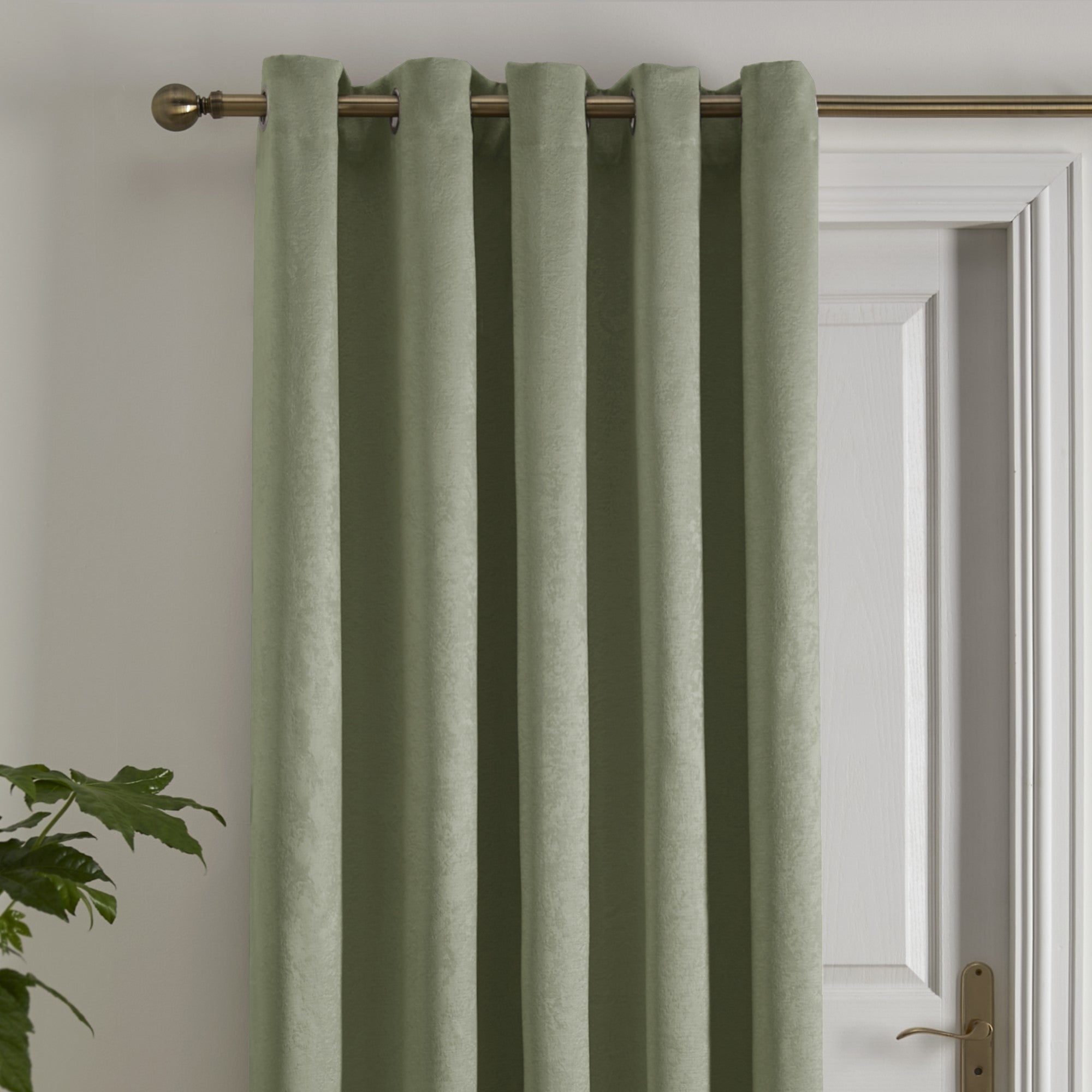 Eyelet Single Panel Door Curtain Strata by Fusion in Green