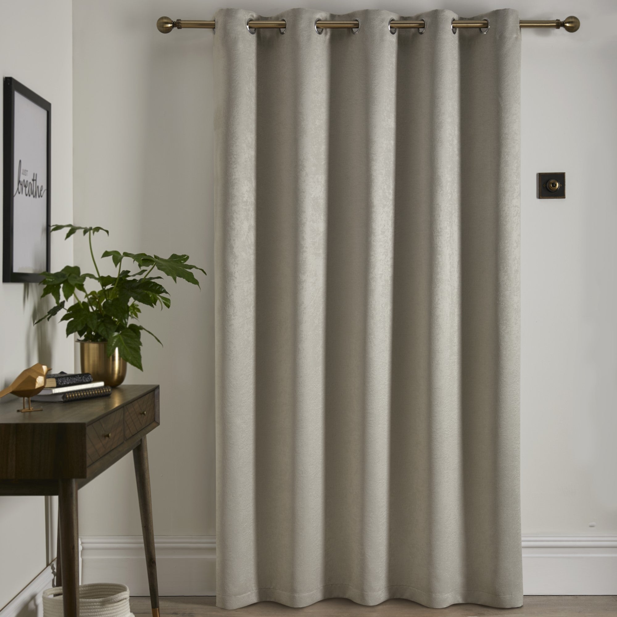 Eyelet Single Panel Door Curtain Strata by Fusion in Natural