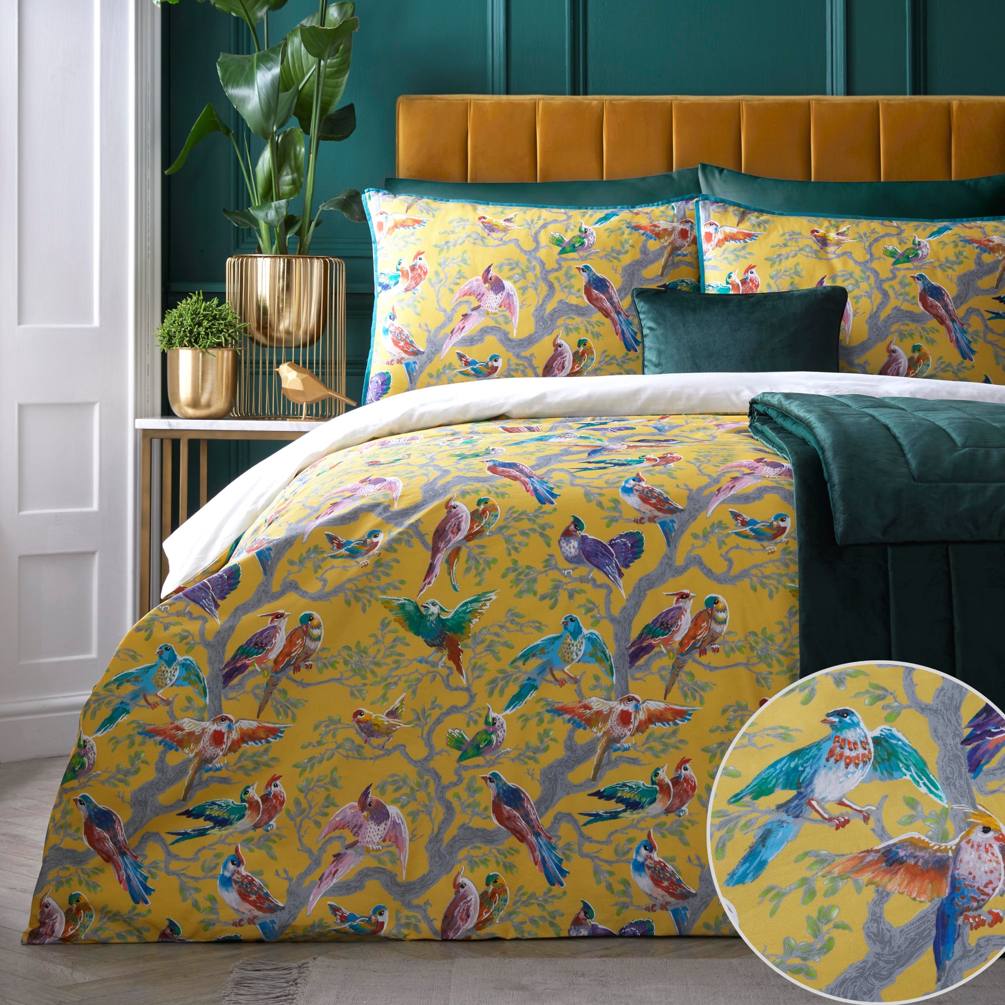 Duvet Cover Set Birdity Absurdity by Laurence Llewelyn-Bowen in Yellow