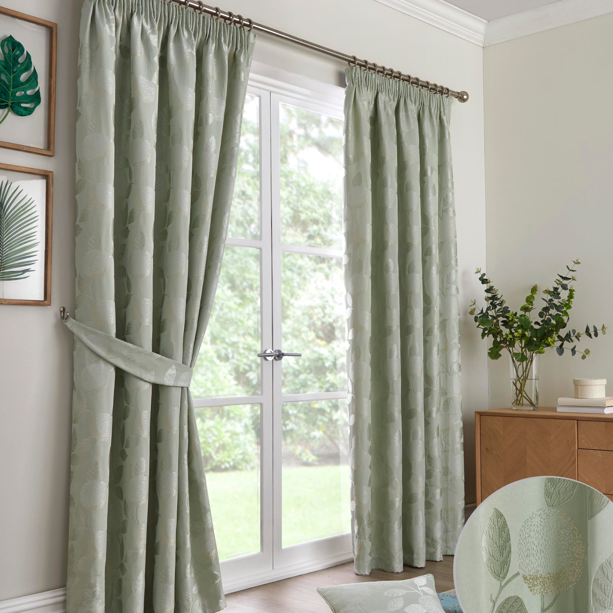 Pair of Pencil Pleat Curtains Bramford by Curtina in Green