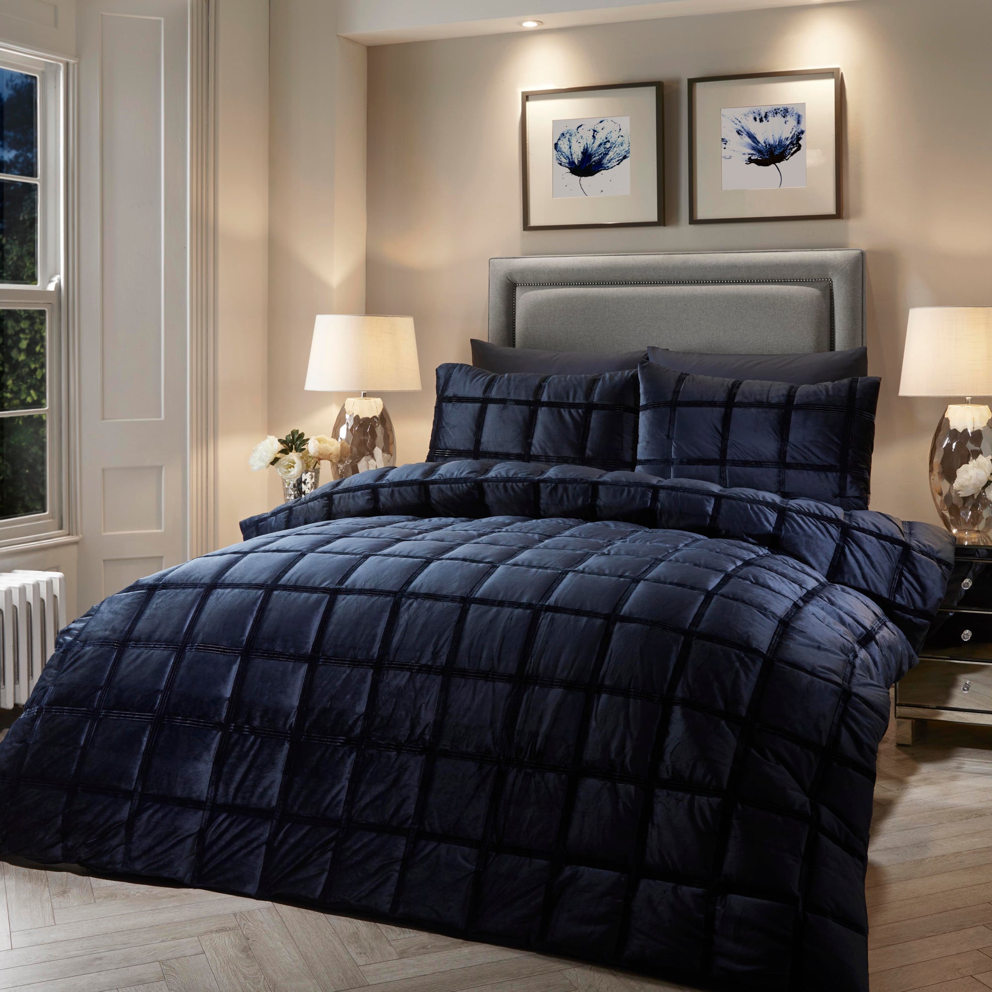 Duvet Cover Set Brighton Square by Soiree in Navy