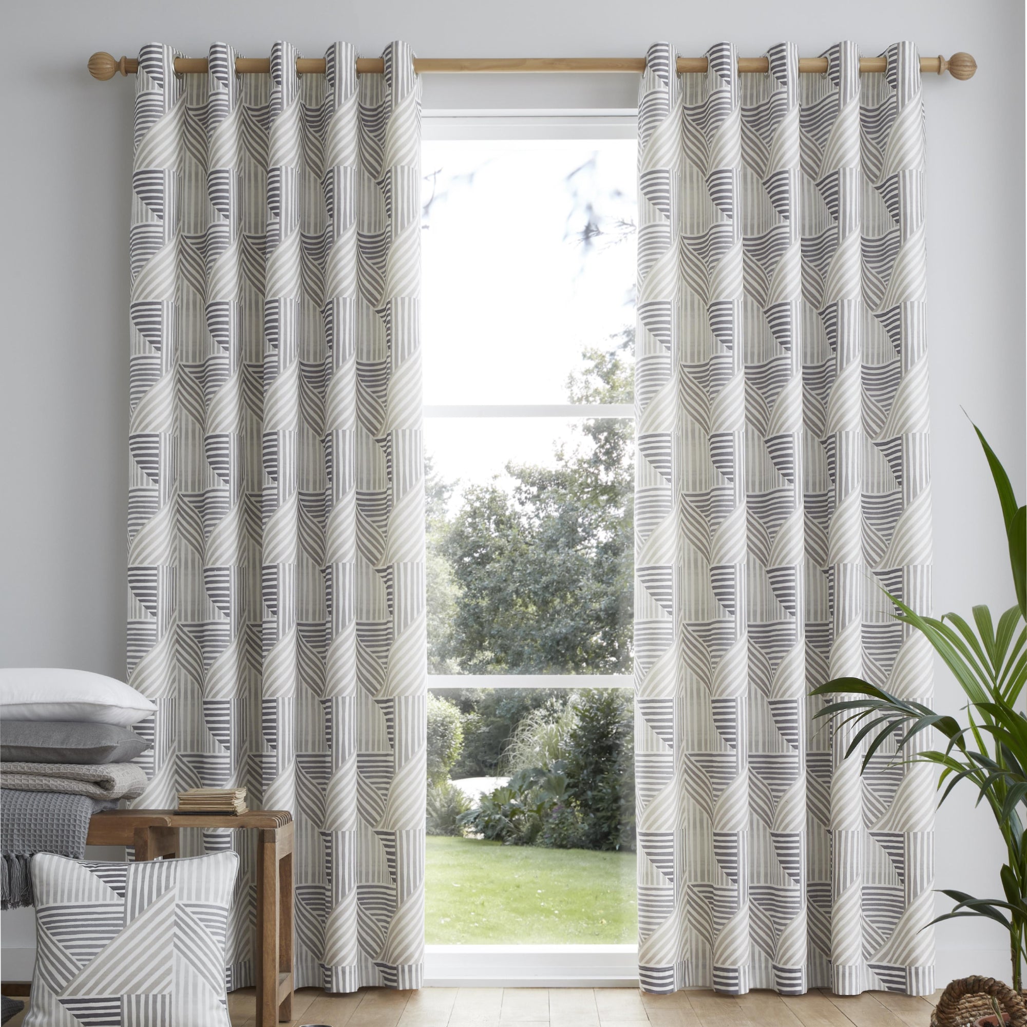 Pair of Eyelet Curtains Campden by Fusion in Natural