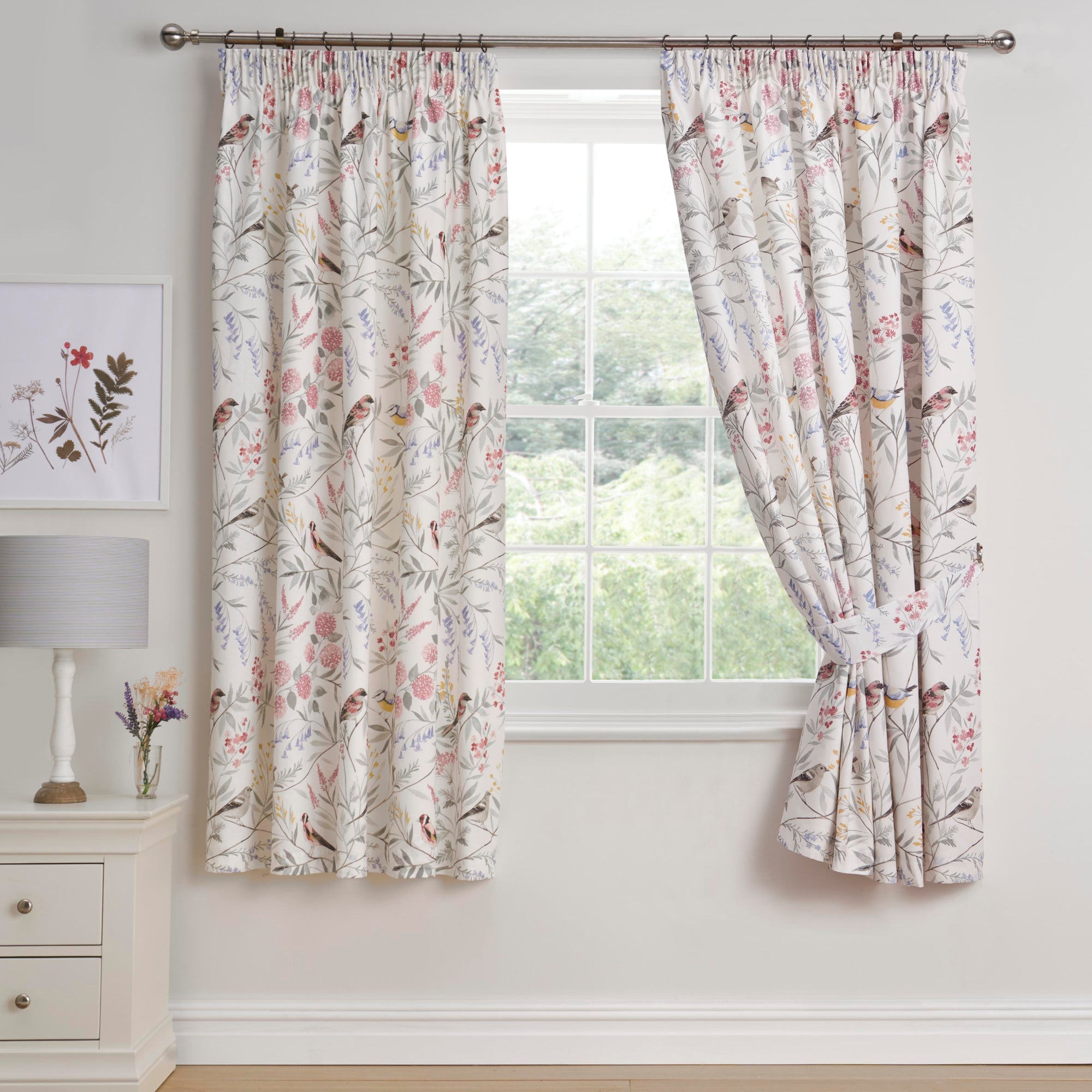 Pair of Pencil Pleat Curtains Caraway by Dreams & Drapes Design in Pink