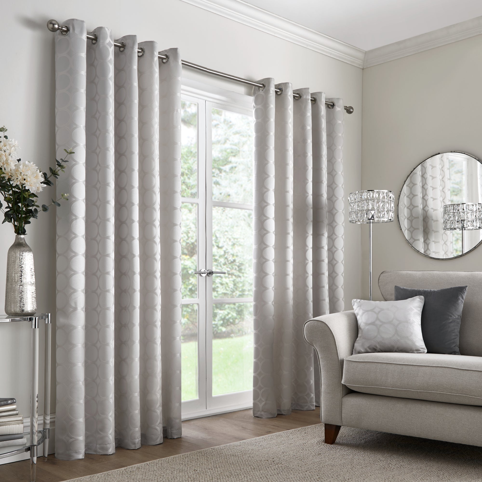 Pair of Eyelet Curtains Cassina by Appletree Boutique in Silver