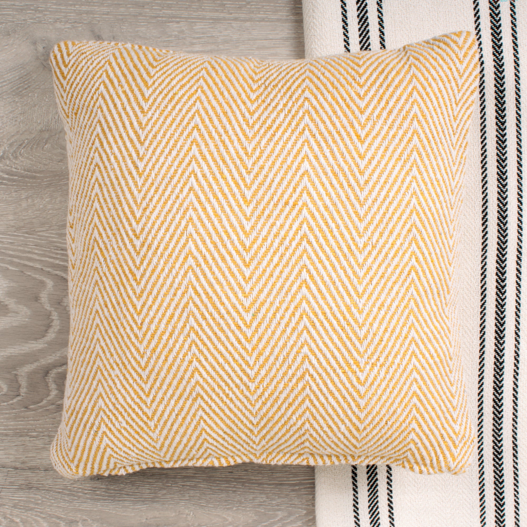 Filled Cushion Chevron Eco by Drift Home in Yellow