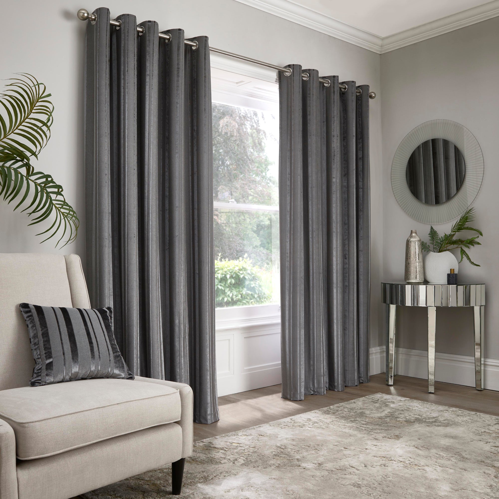 Pair of Eyelet Curtains Conrad by Appletree Boutique in Slate